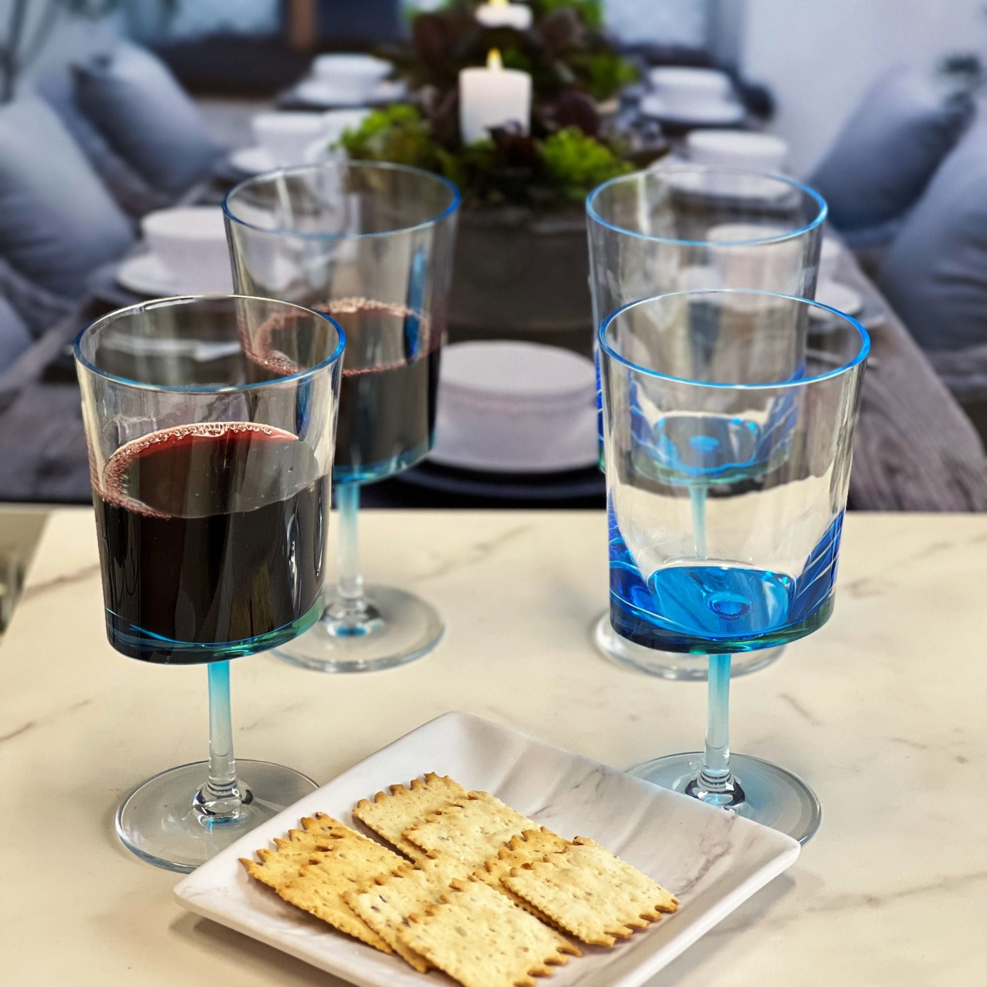 Leadingware Oval Halo Plastic Wine Glasses (Set of 4)