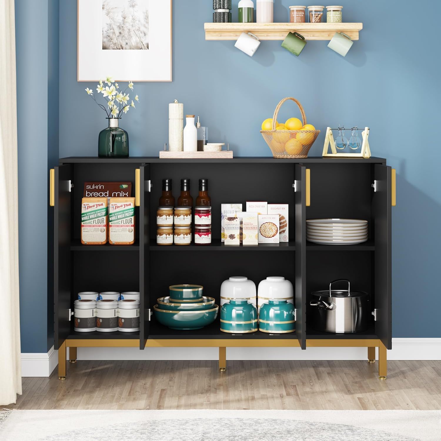Buffet Sideboard Cabinet With Geometric Doors