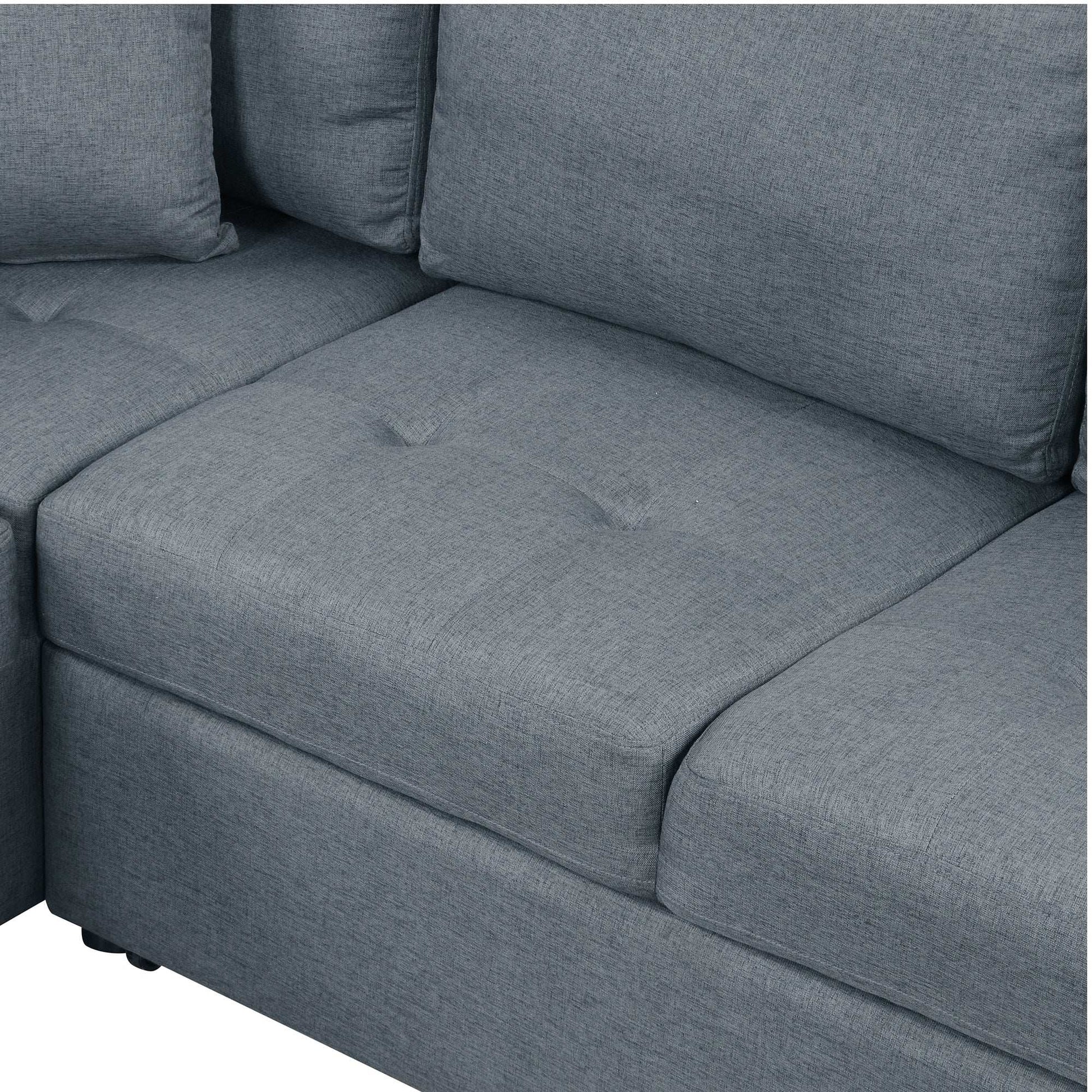 Sleeper Sectional Sofa, L-Shape Corner Couch Sofa-Bed with Storage Ottoman - Best Buy Furniture