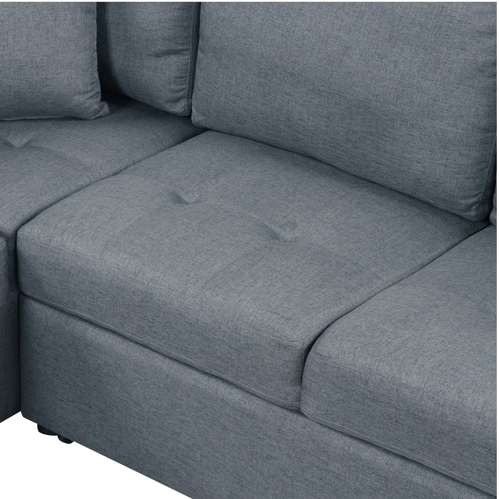 Sleeper Sectional Sofa, L-Shape Corner Couch Sofa-Bed with Storage Ottoman - Best Buy Furniture