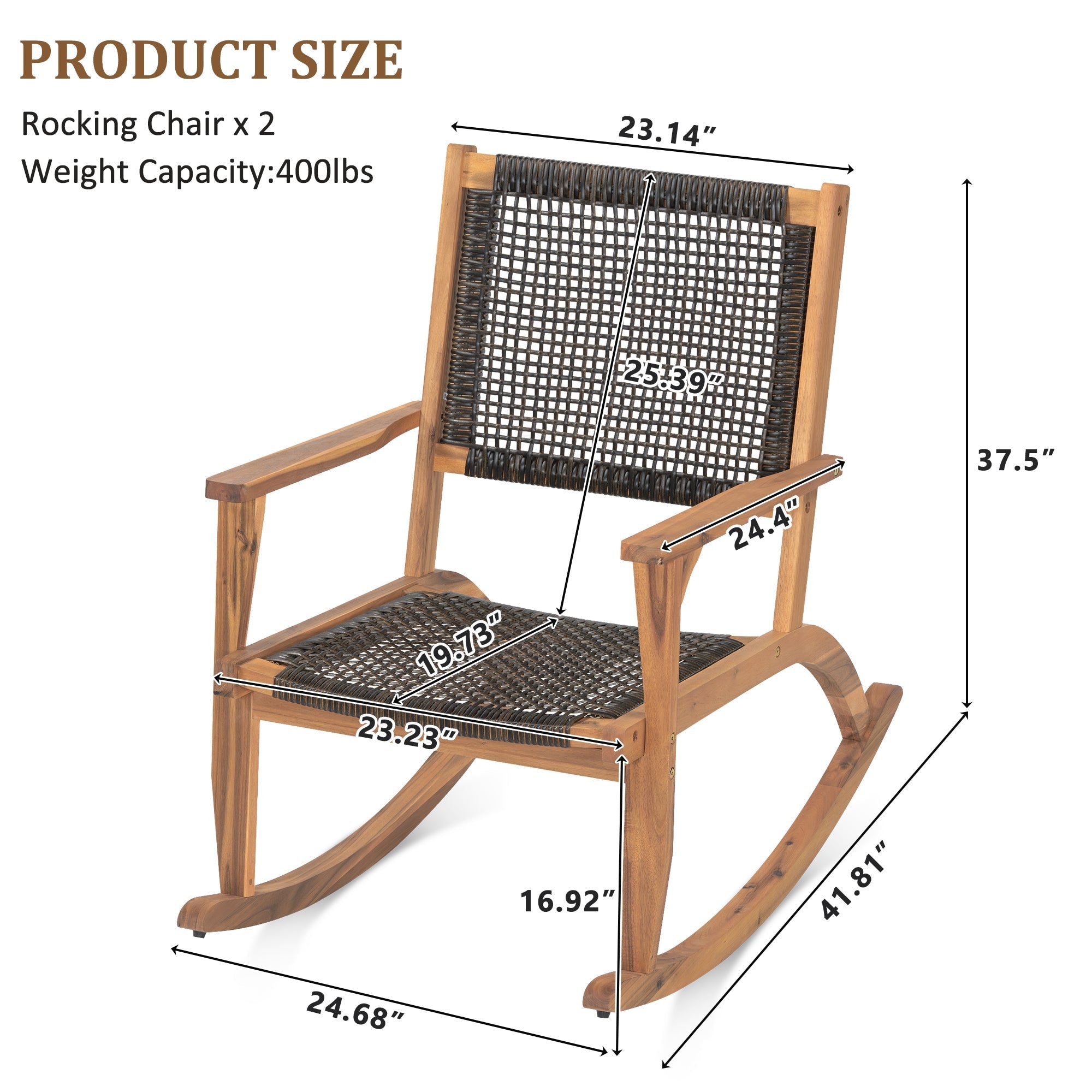 Go 2 Pieces Patio Rocking Chair Set