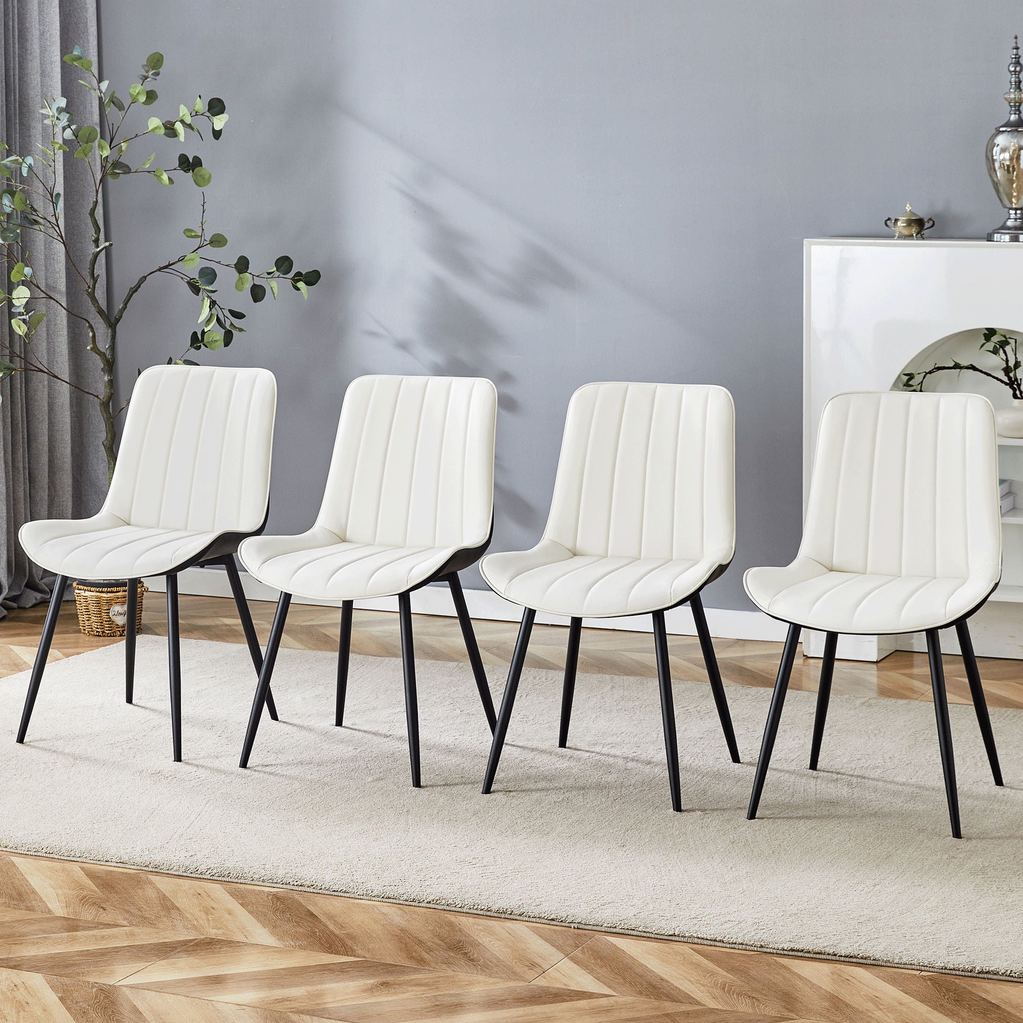 Modern Style Extended Seat Cushion Dining Chair Set