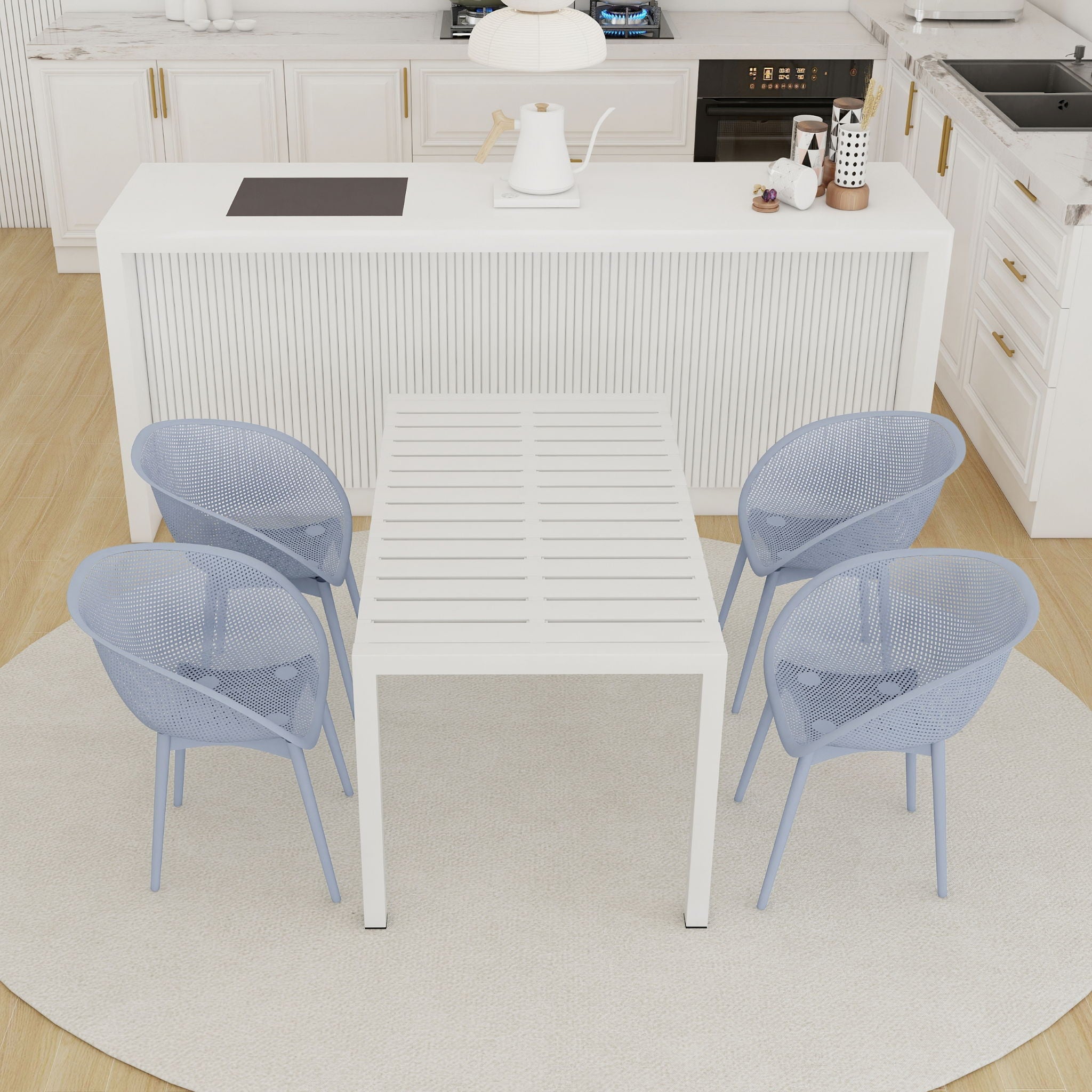 4 Pack Lounge Chair Set With Long Table