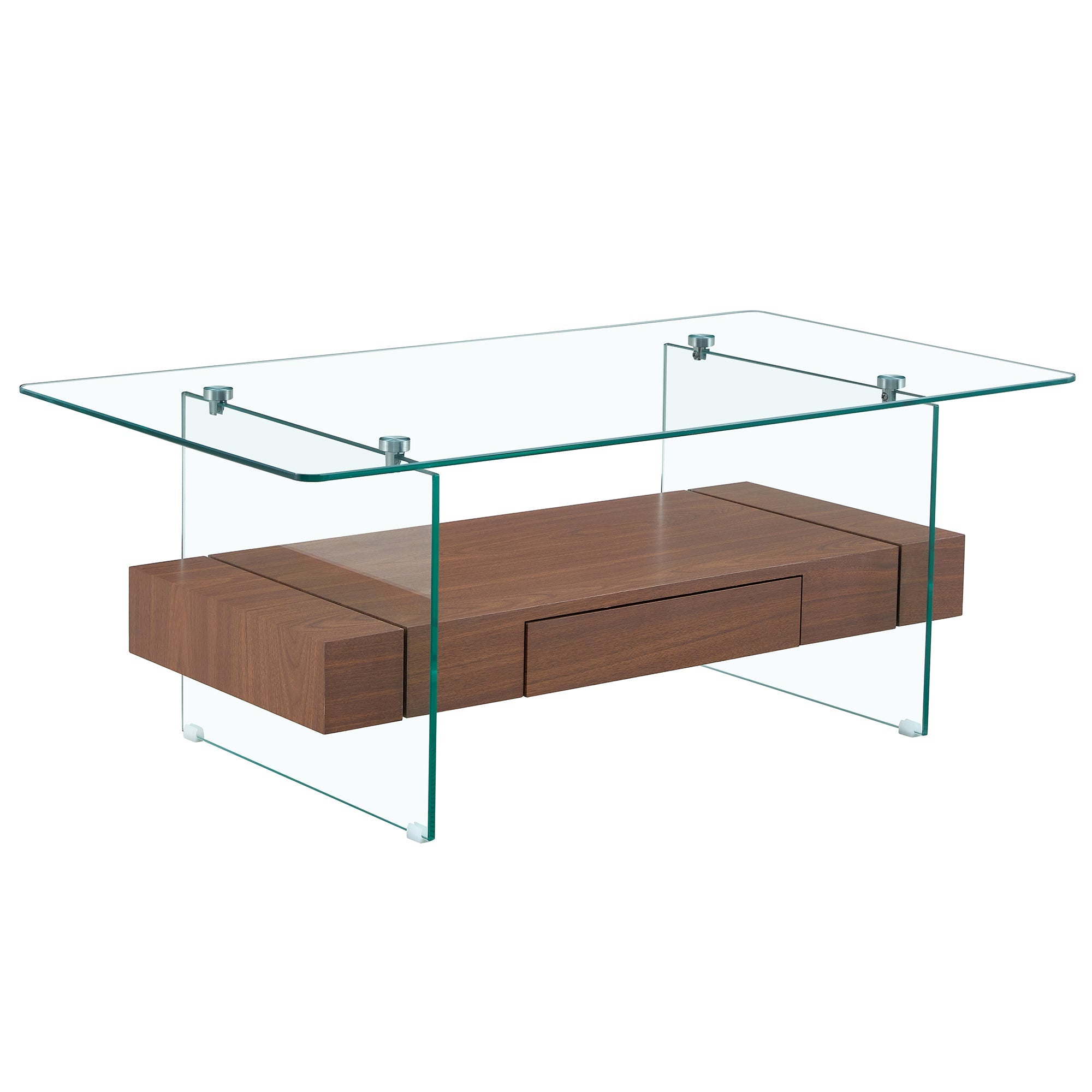 Modern Two-Tier Coffee Table with Drawer