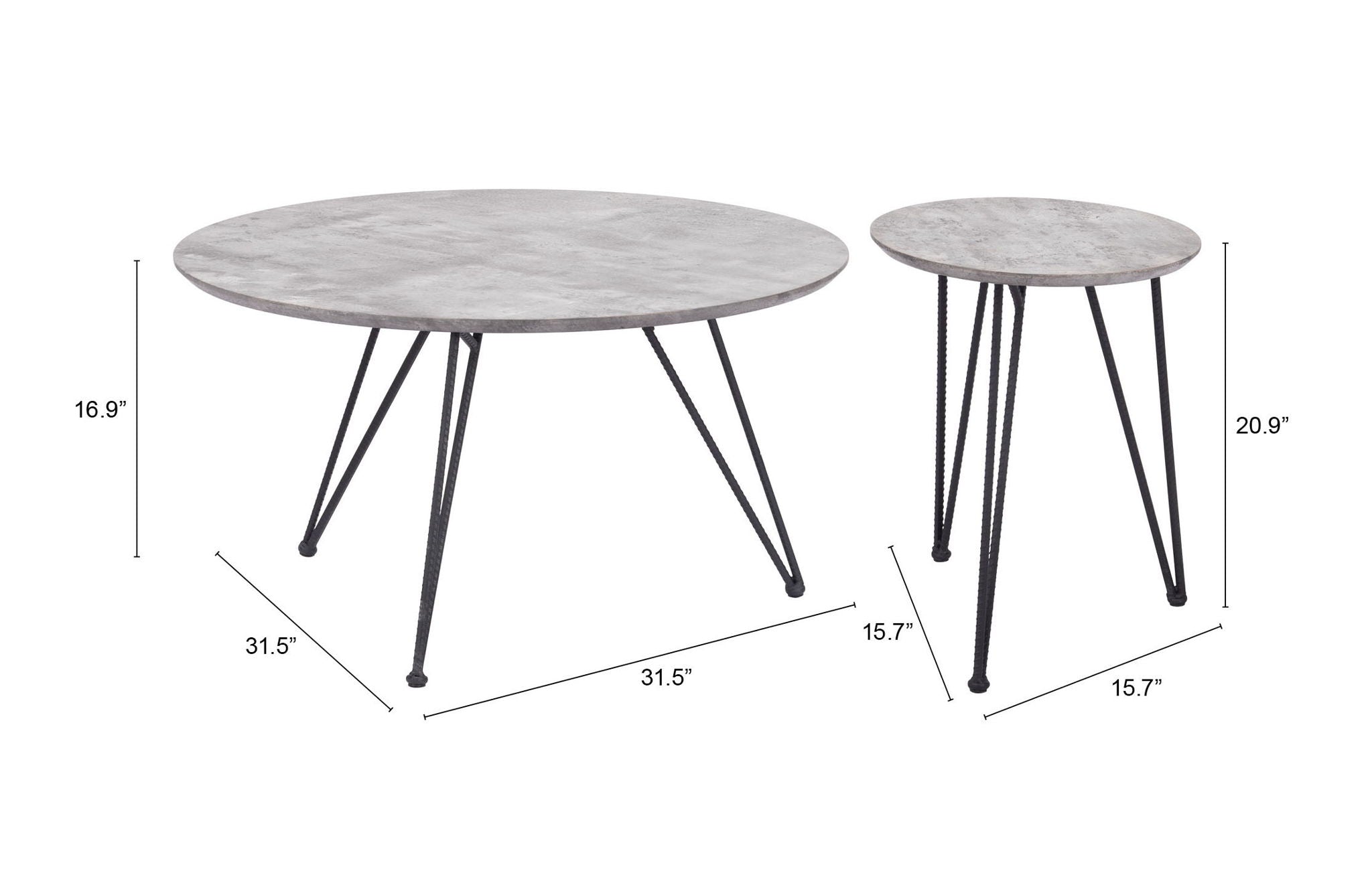 Kerris - Coffee Table Set - Gray & Black