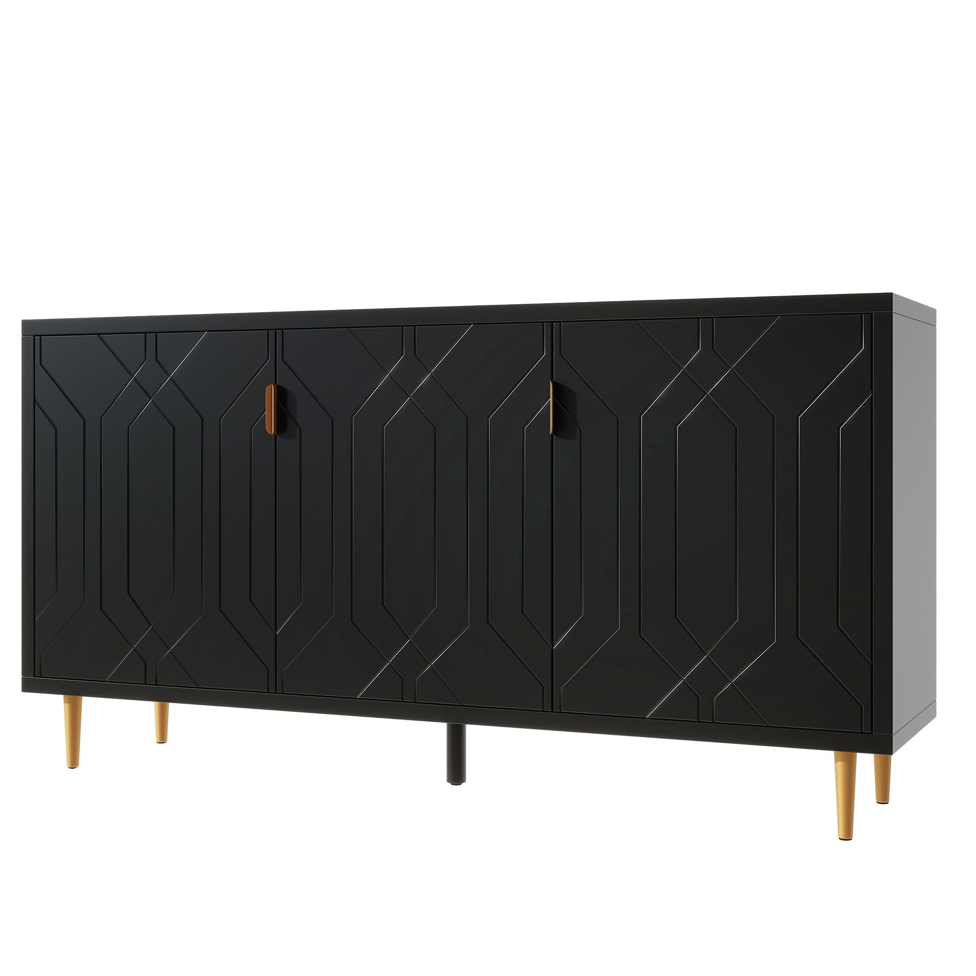 Modern TV Stand With 3 Doors And Adjustable Shelves