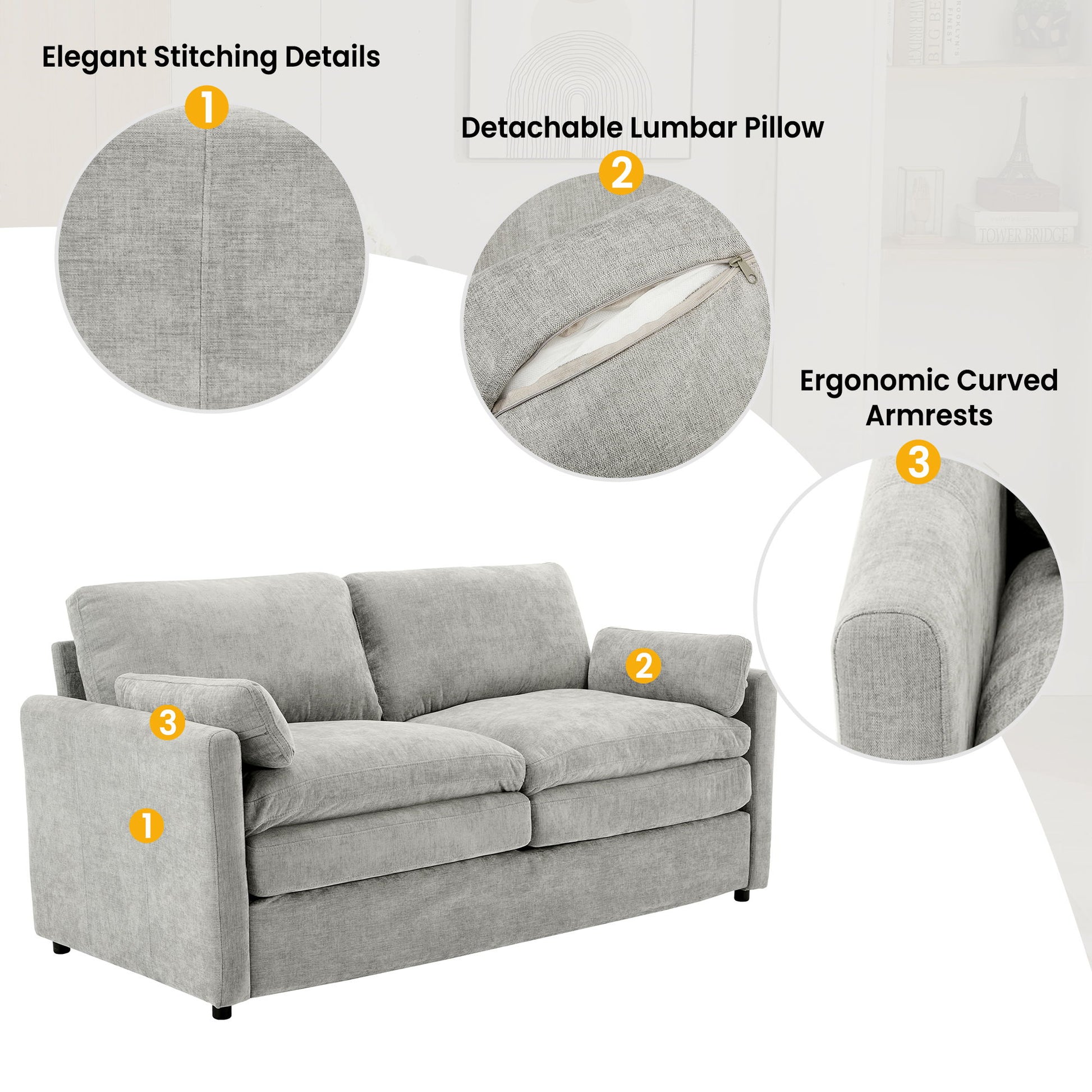 Cozy Upholstered Plush Cushion Loveseat Sofa For Living Room - Best Buy Furniture