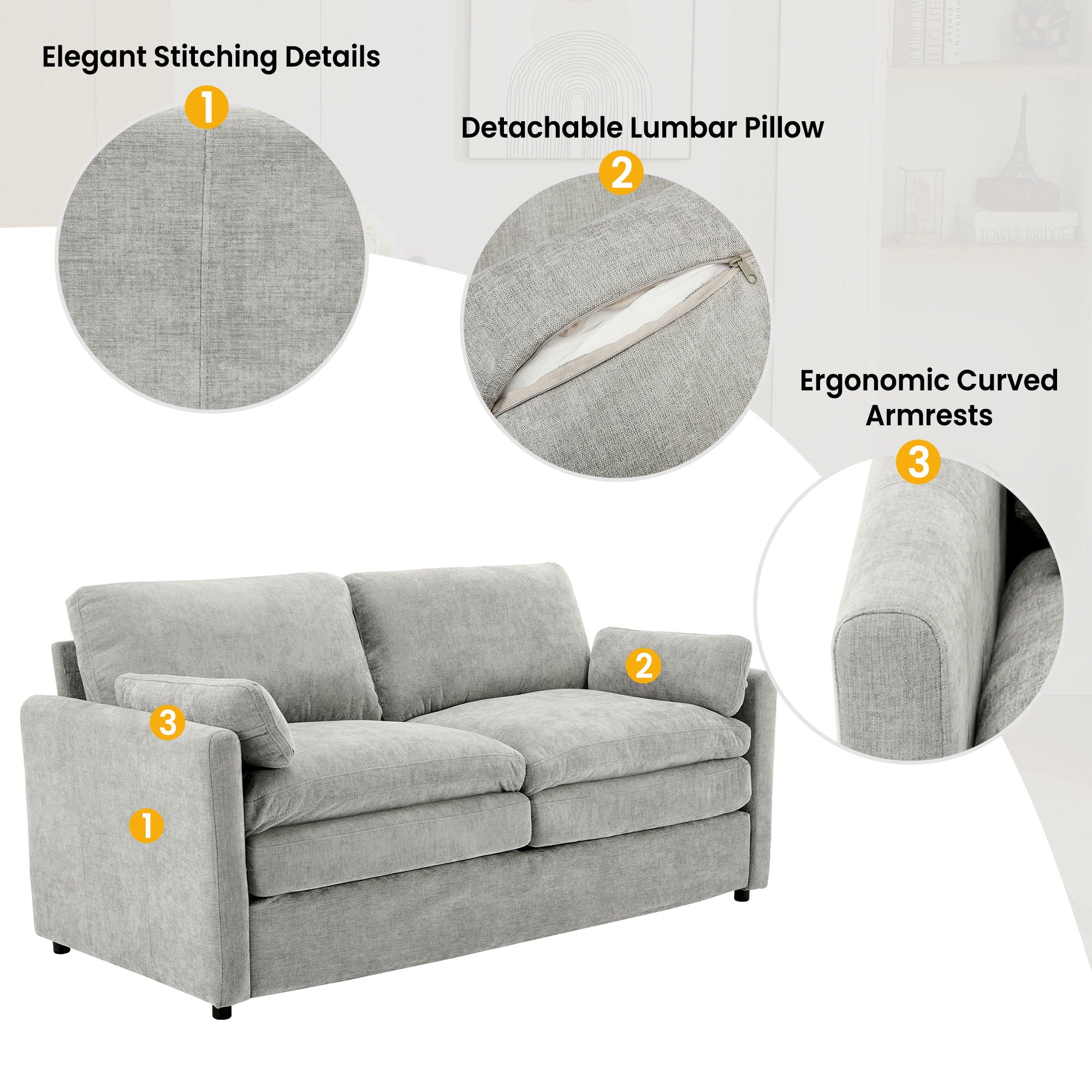 Cozy Upholstered Plush Cushion Loveseat Sofa For Living Room - Best Buy Furniture