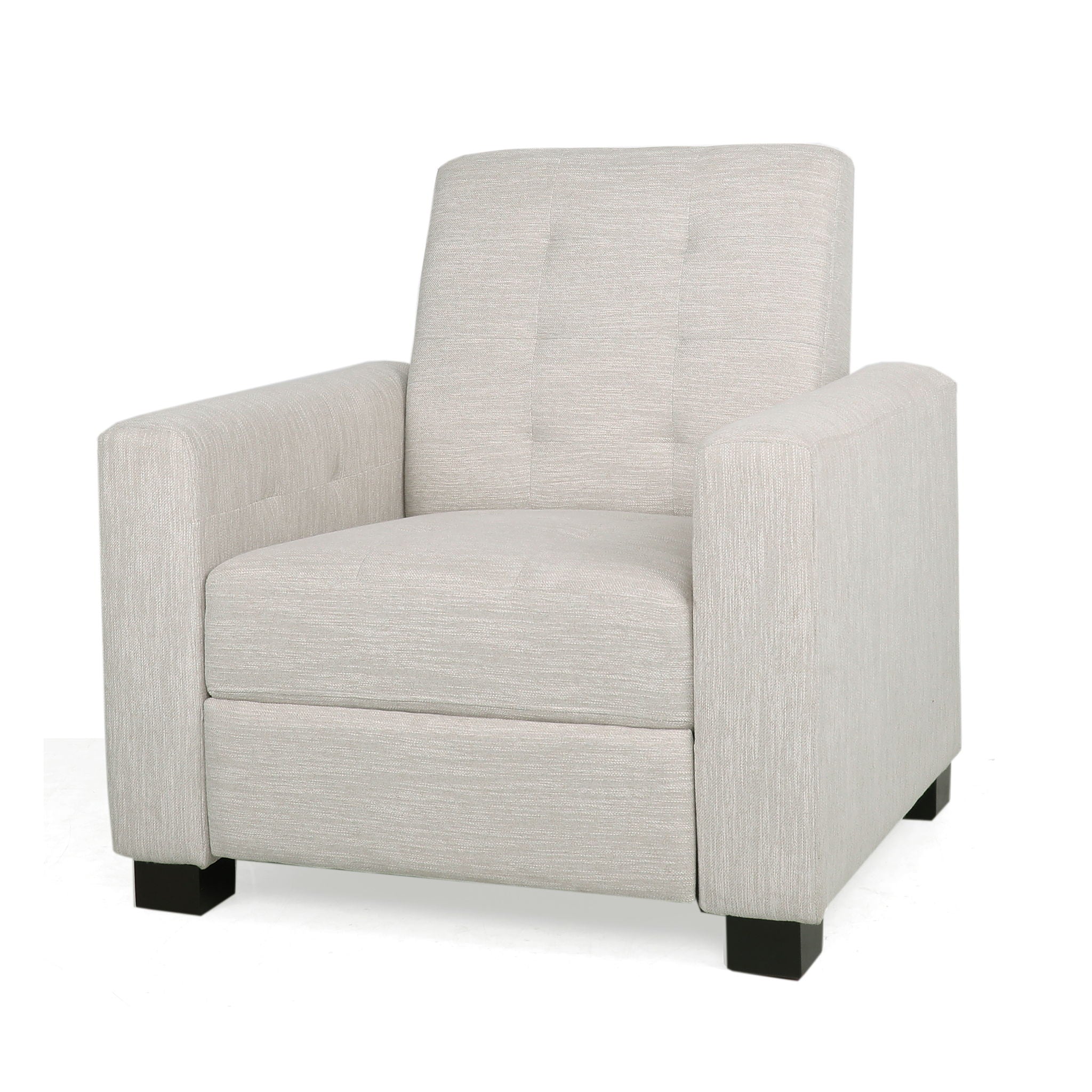 Contemporary Recliner Chair With Push Back Function And Birchwood Legs
