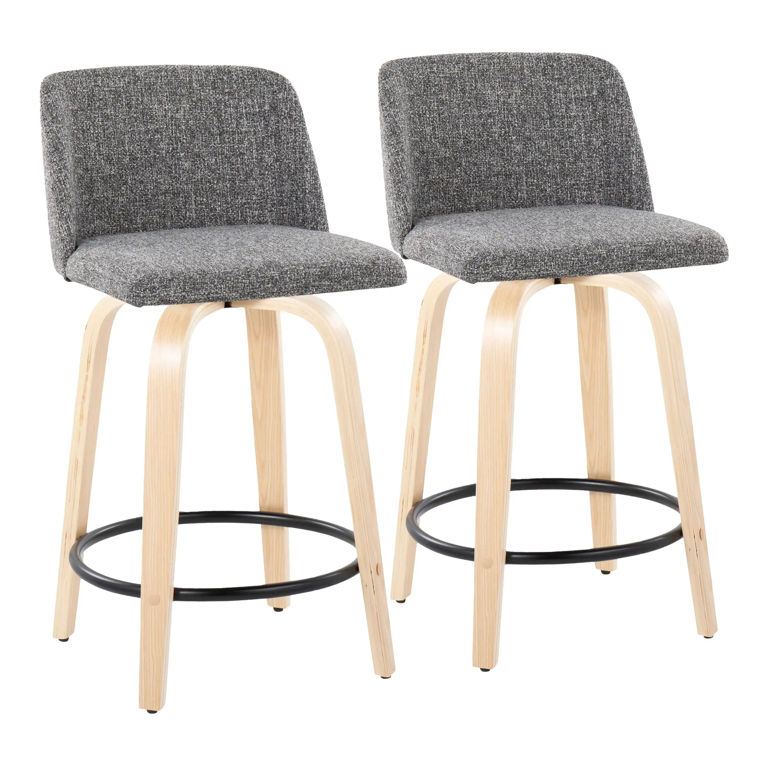 Toriano - Contemporary, Fixed Height Counter Stool With Swivel And Round Footrest (Set of 2) - Best Buy Furniture