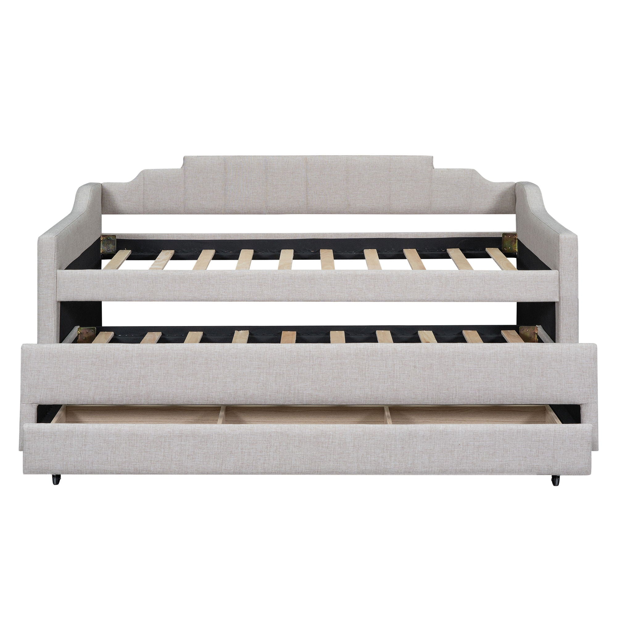Upholstered Simple Design Daybed With Trundle And 3 Drawers
