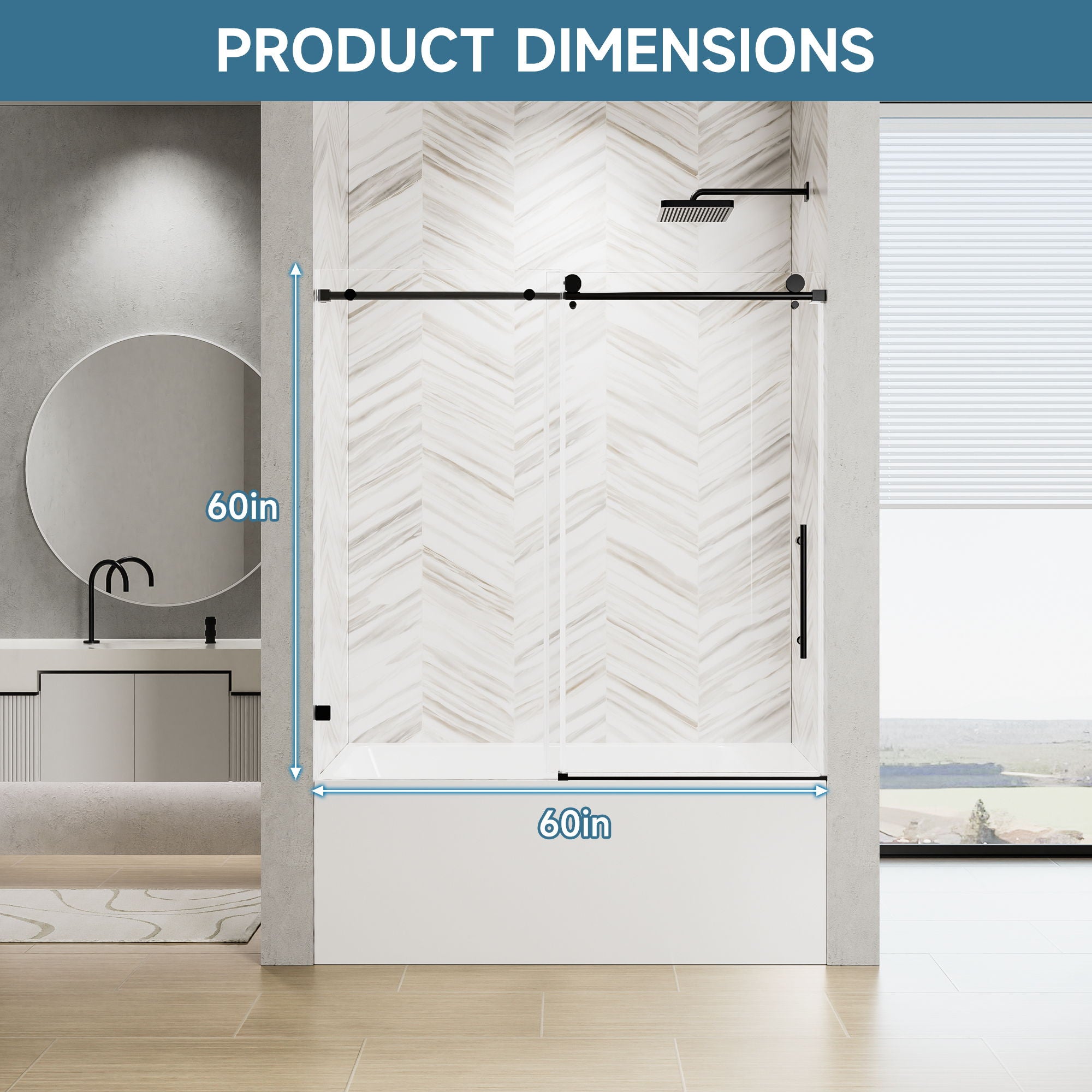 Frameless Single Sliding Shower Door With Soft Close, 5 / 16" Clear Nano Coated Tempered Glass, 60" X 60" - Matte Black - Best Buy Furniture