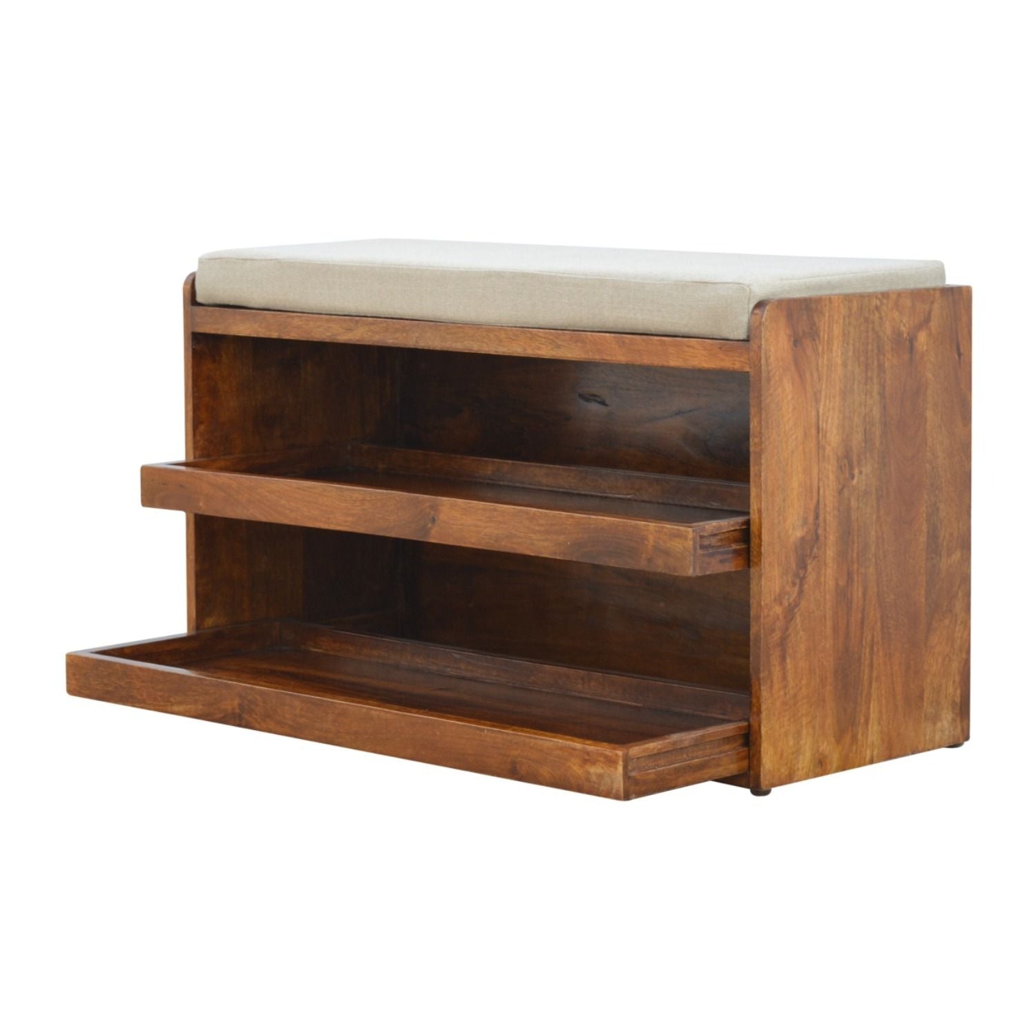 Pull Out Shoe Bench - Chestnut / Mud Linen - Best Buy Furniture