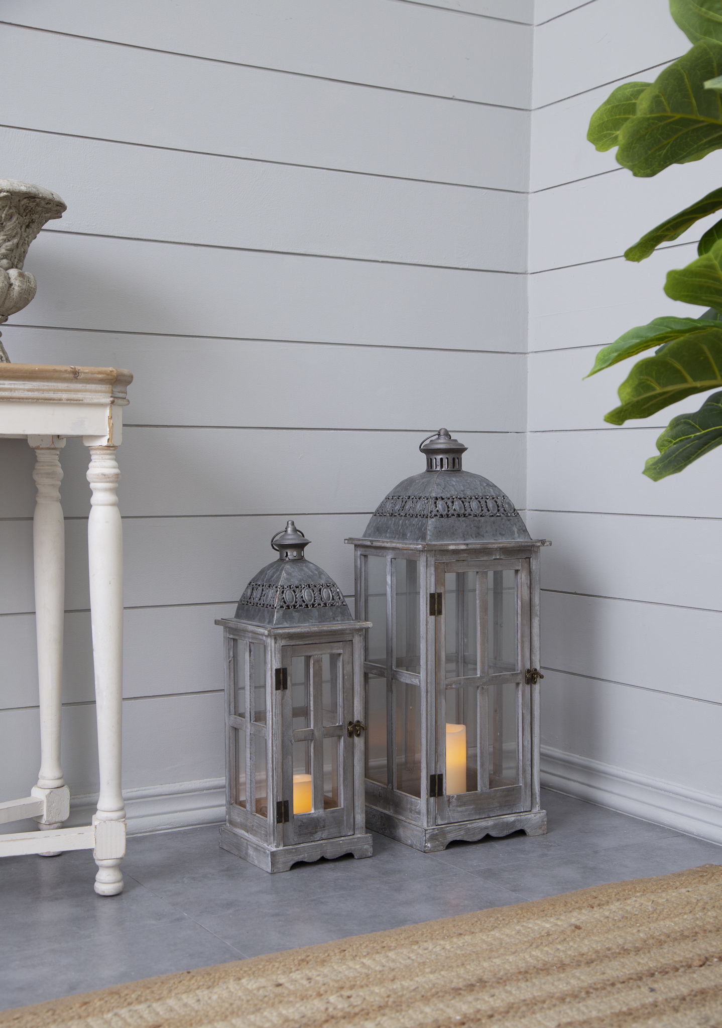 Wooden Candle Lantern Decorative Set for Indoor and Outdoor Use