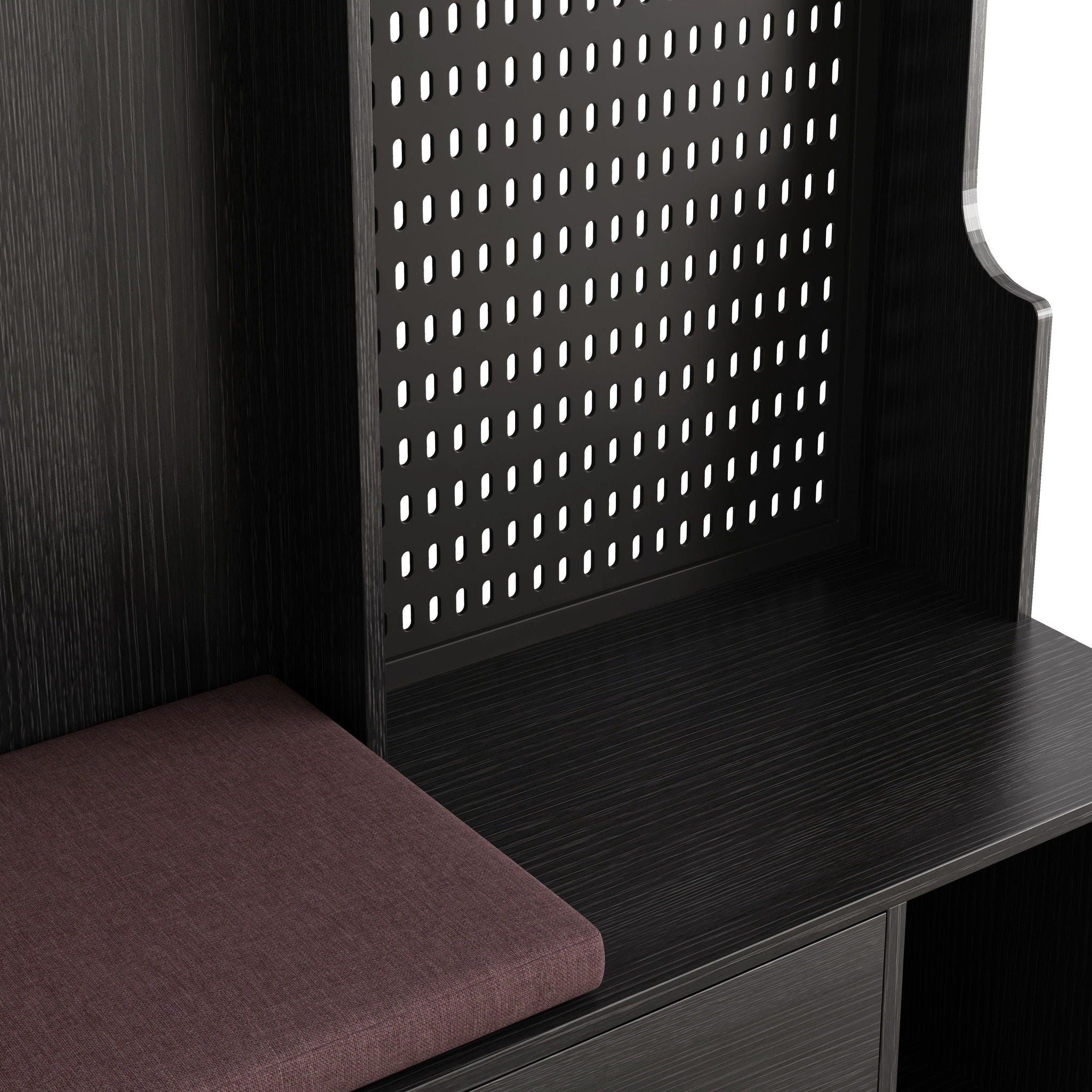 Hallway Hall Tree With Removable Cushion Bench, Coat Rack, Storage Shelves