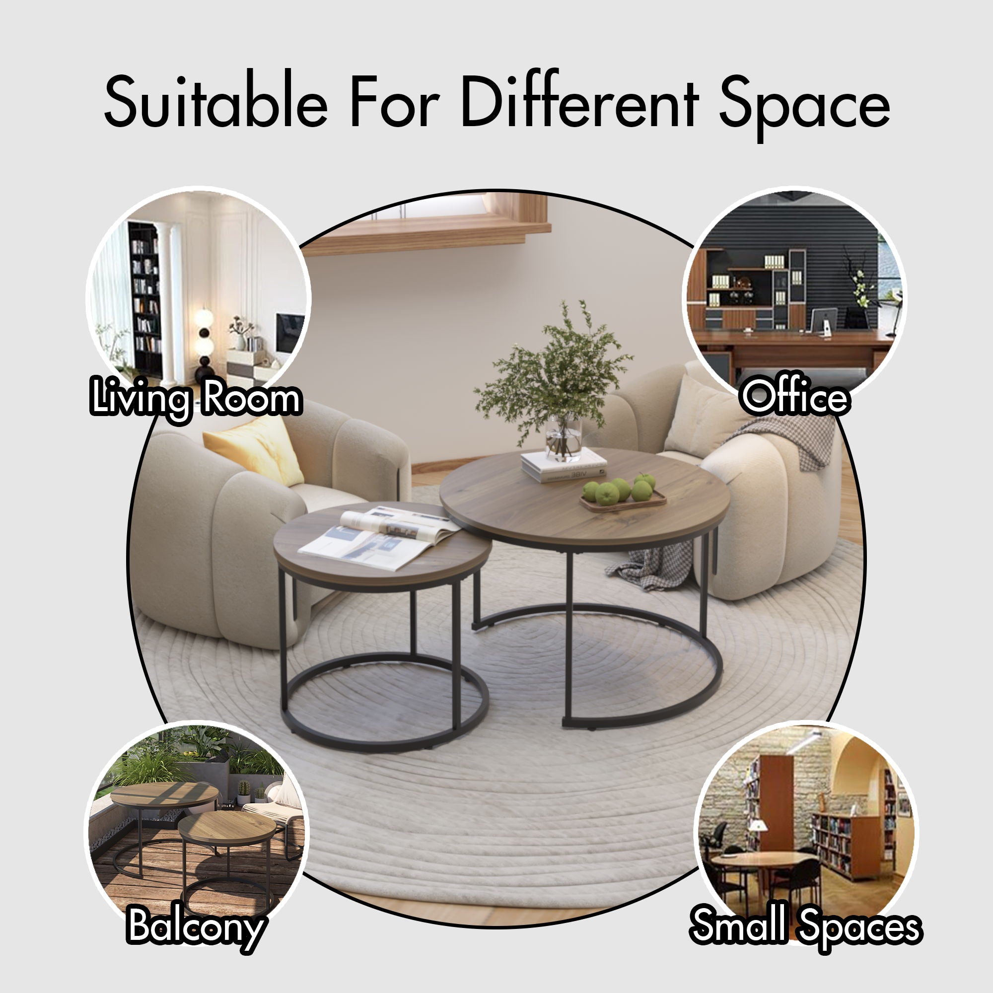 Round Nesting Coffee Table (Set of 2)