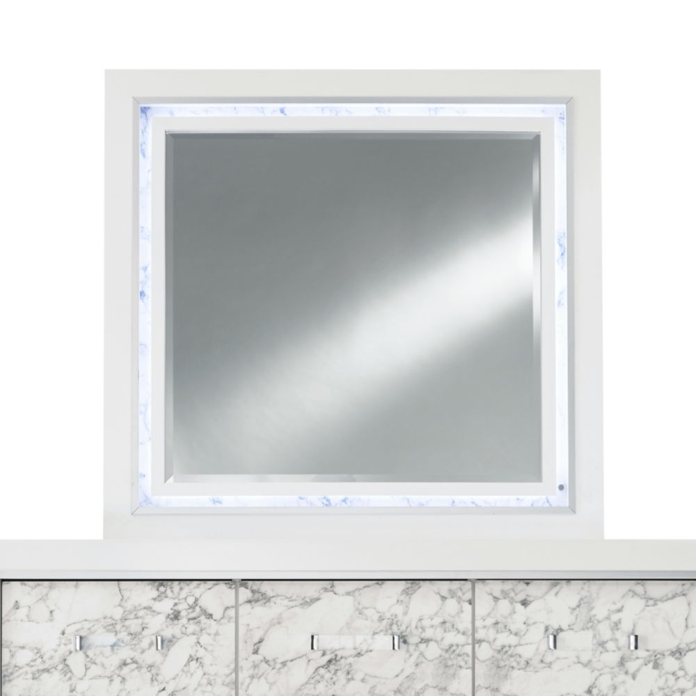 Skye - Marble Mirror - White - Best Buy Furniture