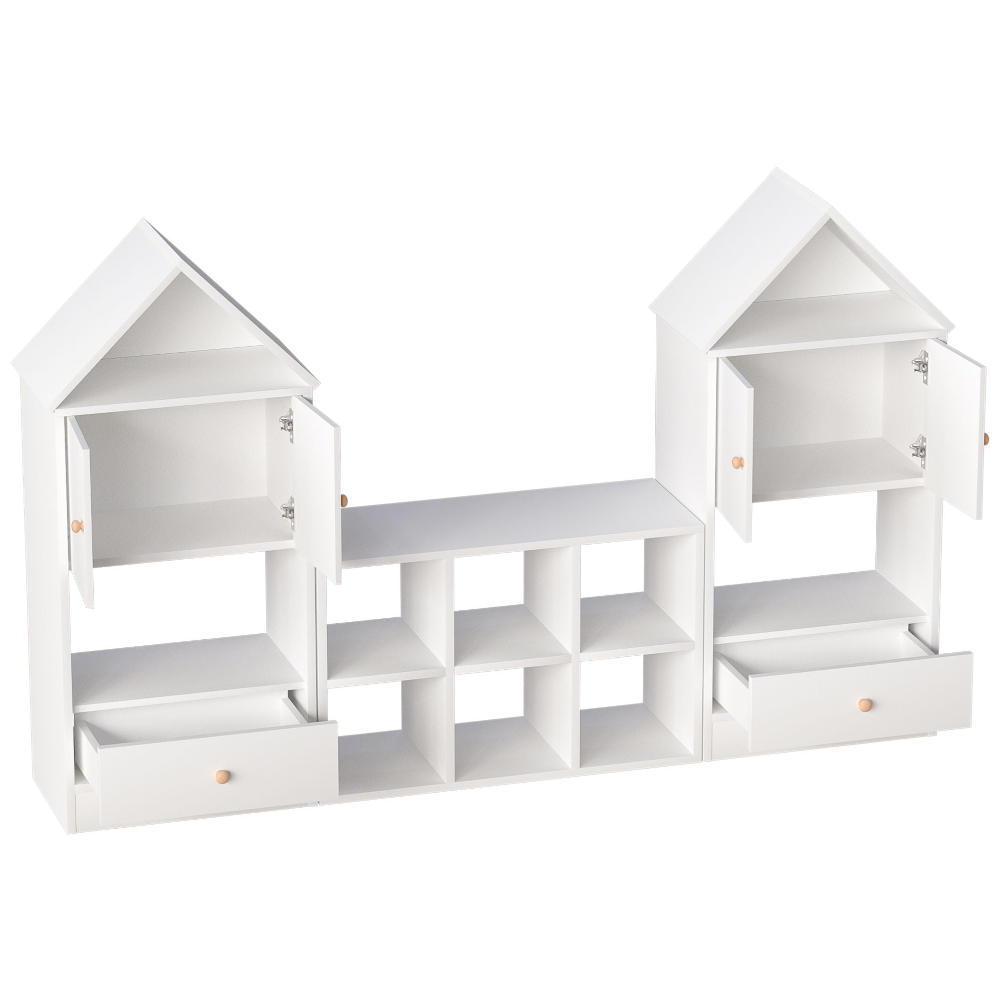 Versatile Children's Bookshelf With House Shaped Design, Multi Functional Storage For Books And Toys