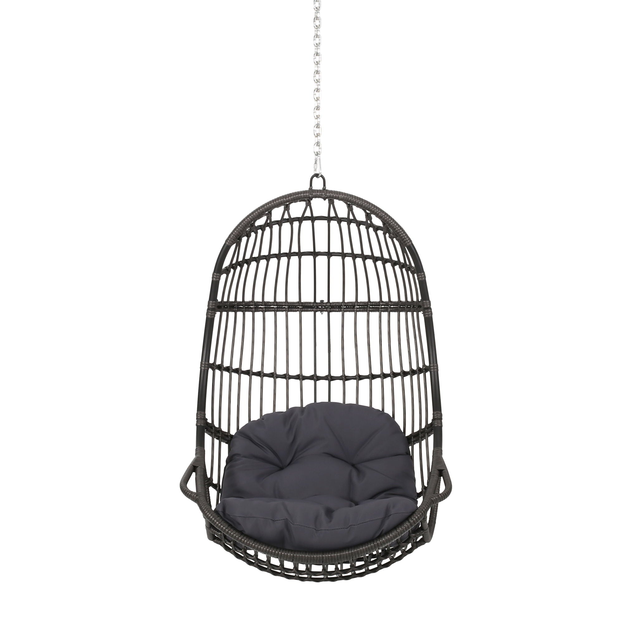 Rustic Hanging Basket Chair With Cushion
