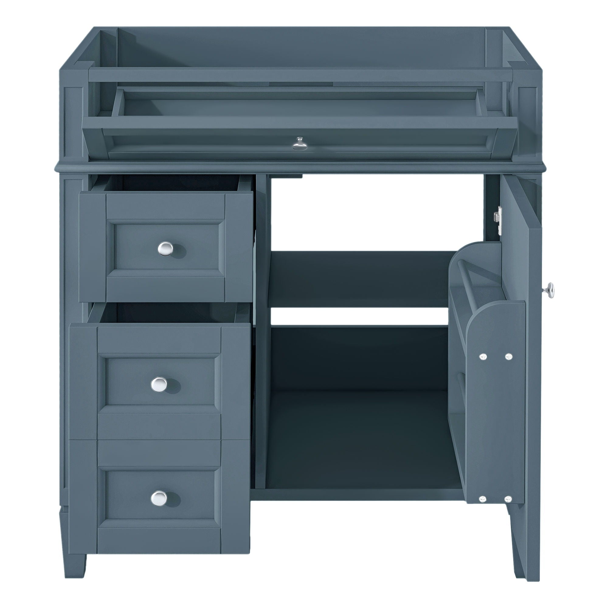 Bathroom Vanity Cabinet With 2 Drawers And Tip-Out Drawer - Indigo