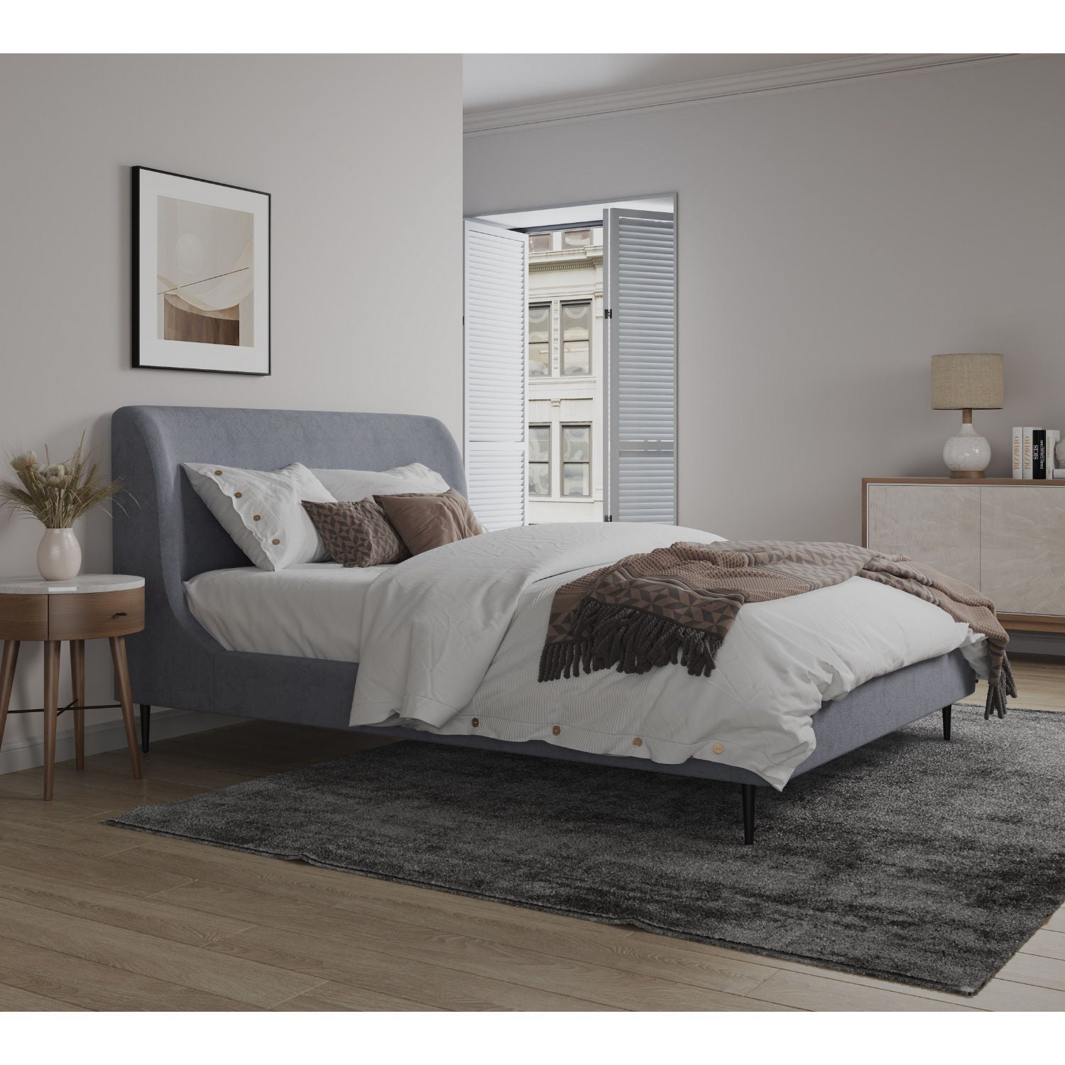 Heather - Upholstered Bed With Curved Headboard