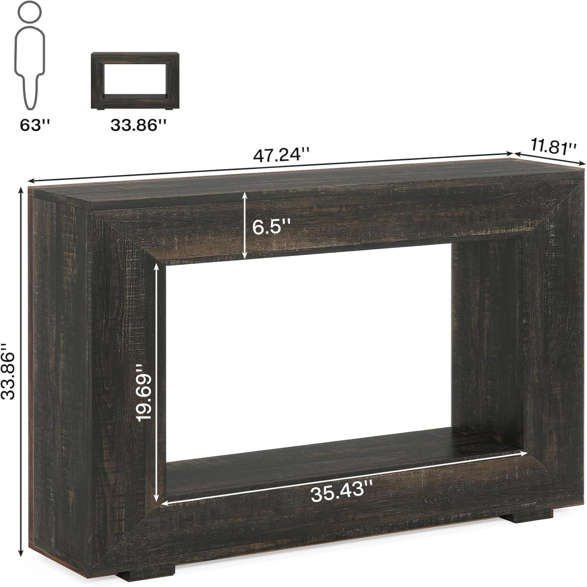 Narrow Entryway Storage Console Table With Open Shelf