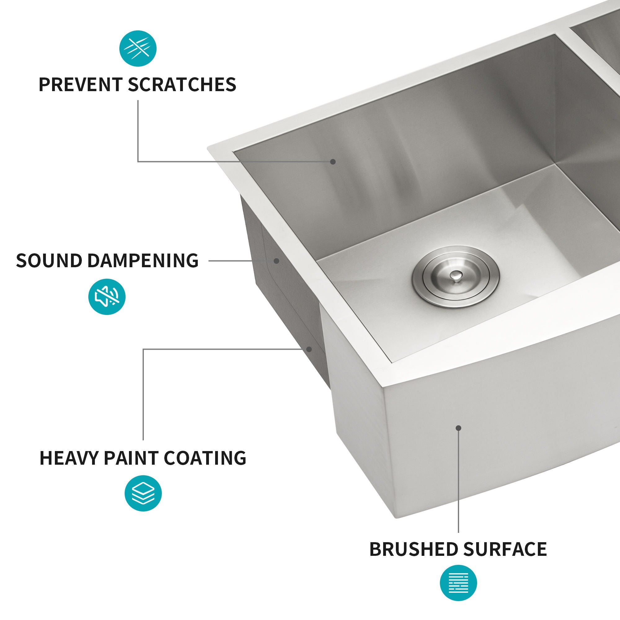 Double Bowl Farmhouse Sink Stainless Steel Undermount Apron Front With 2 9" Deep Basins - Gray