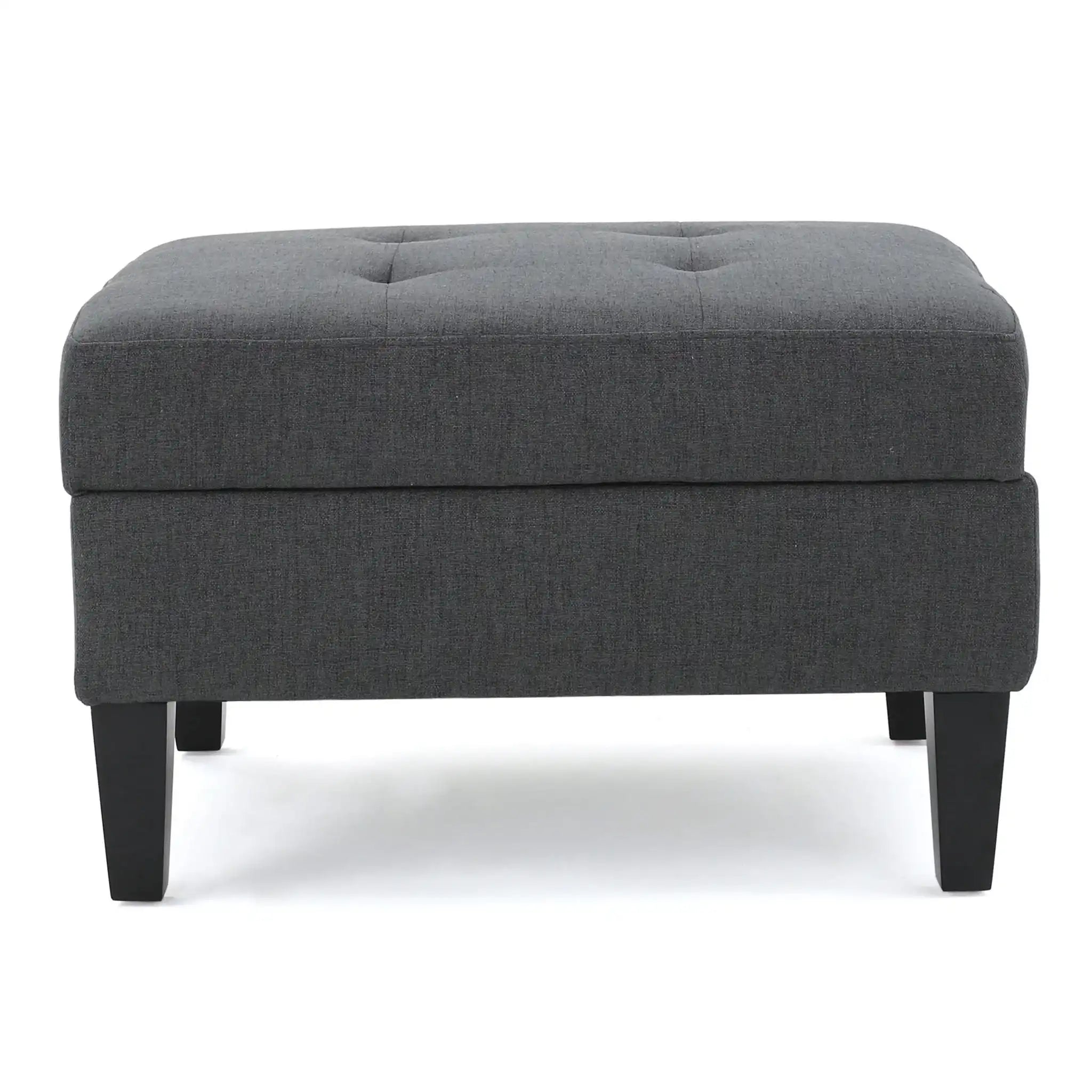 Ottoman With Birch Wood Legs And Cushioned Top For Comfort