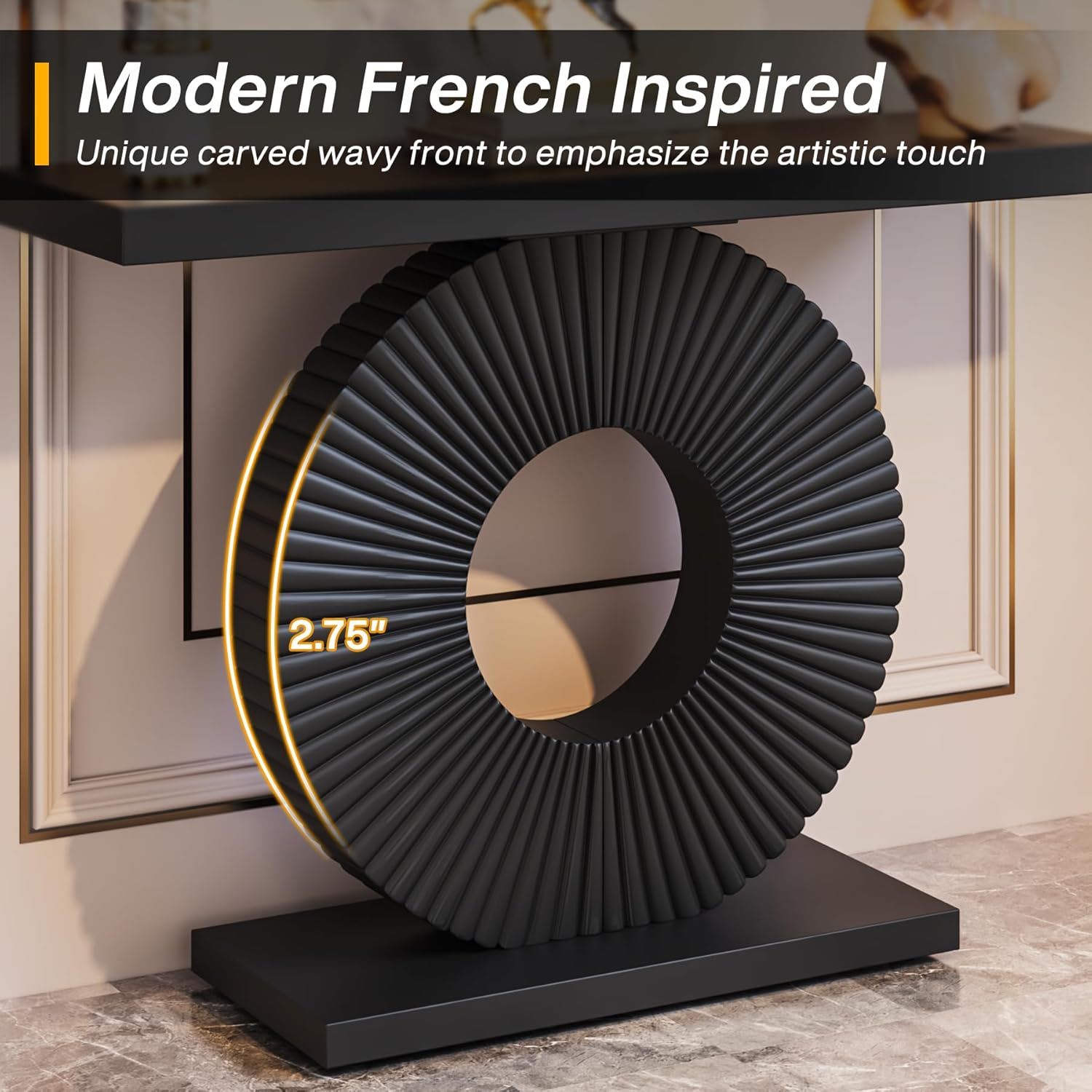 Modern Console Table With Sculptural Geometric Base