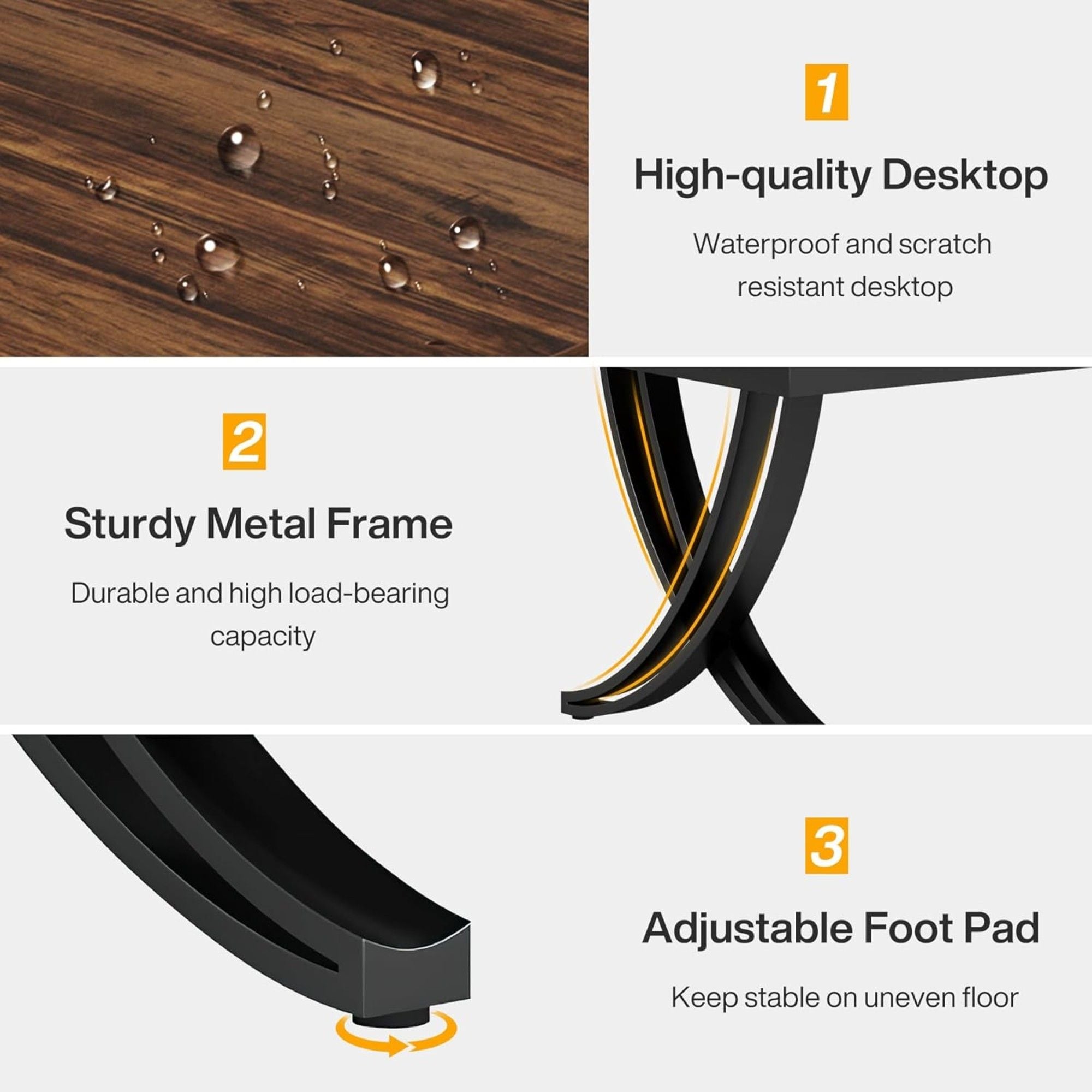 2 Person Desk With X Legs, Extra Long Office Workstation - Brown / Black