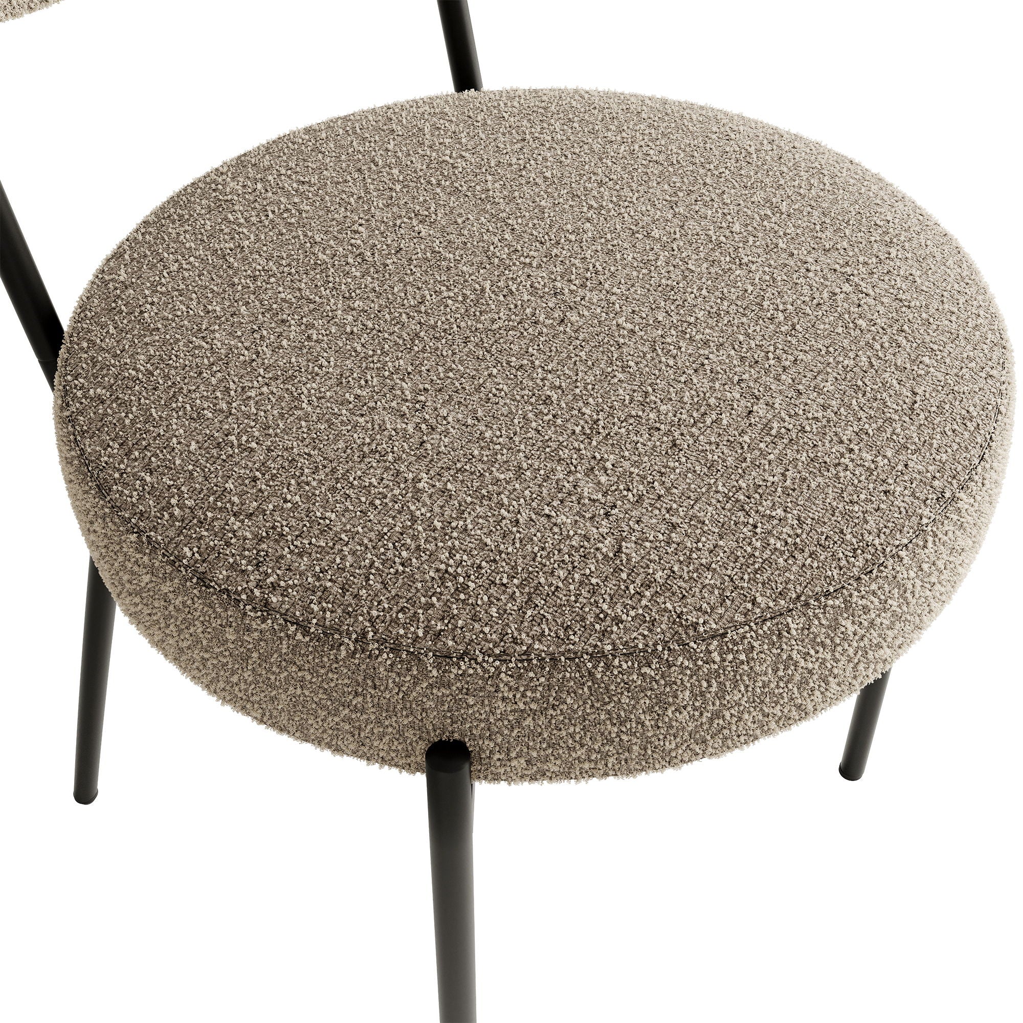 Boucle Modern Kitchen Dining Chair With Bentwood Back (Set of 2)