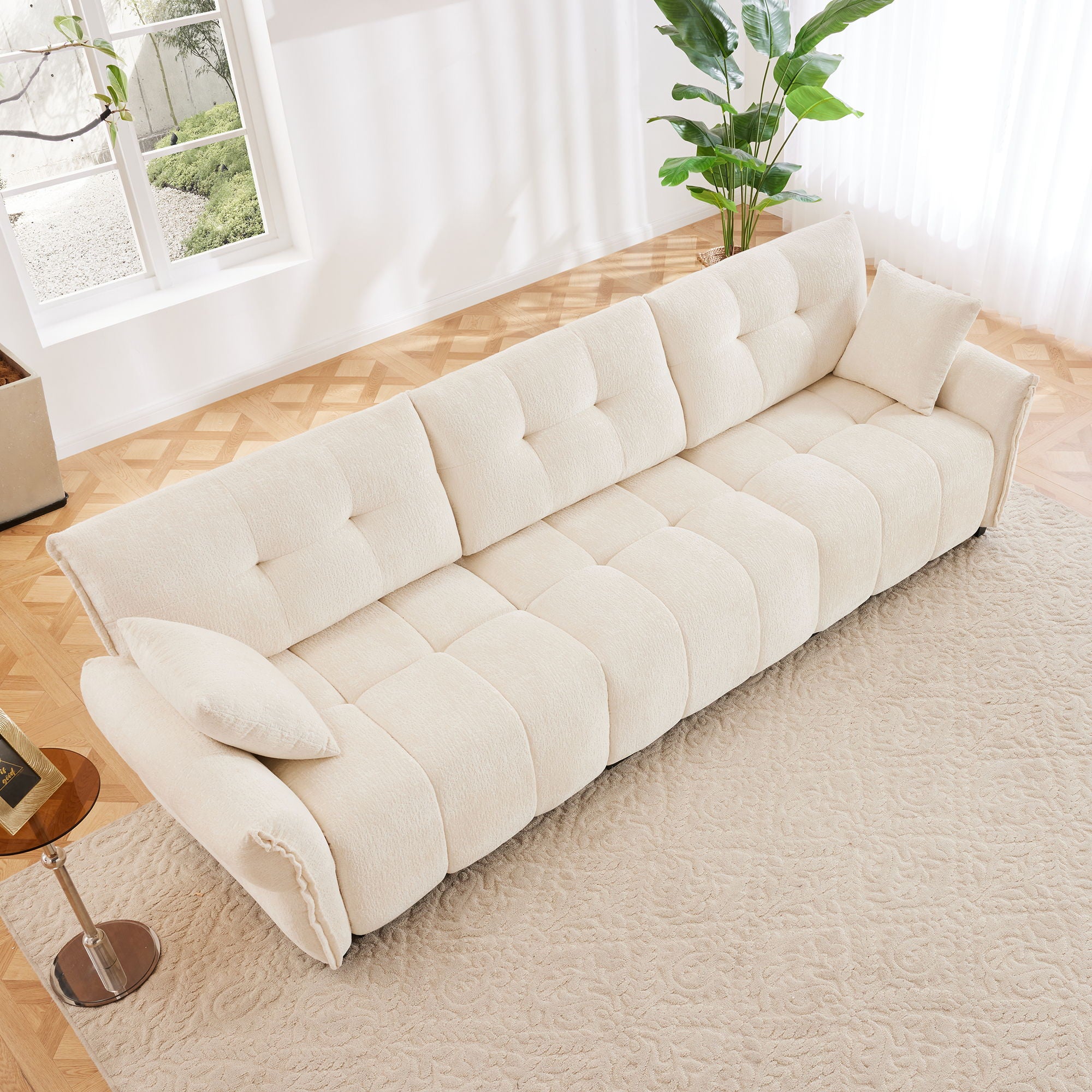Modern Sofa & Pillows, Textured Cover, High Rebound Cushions