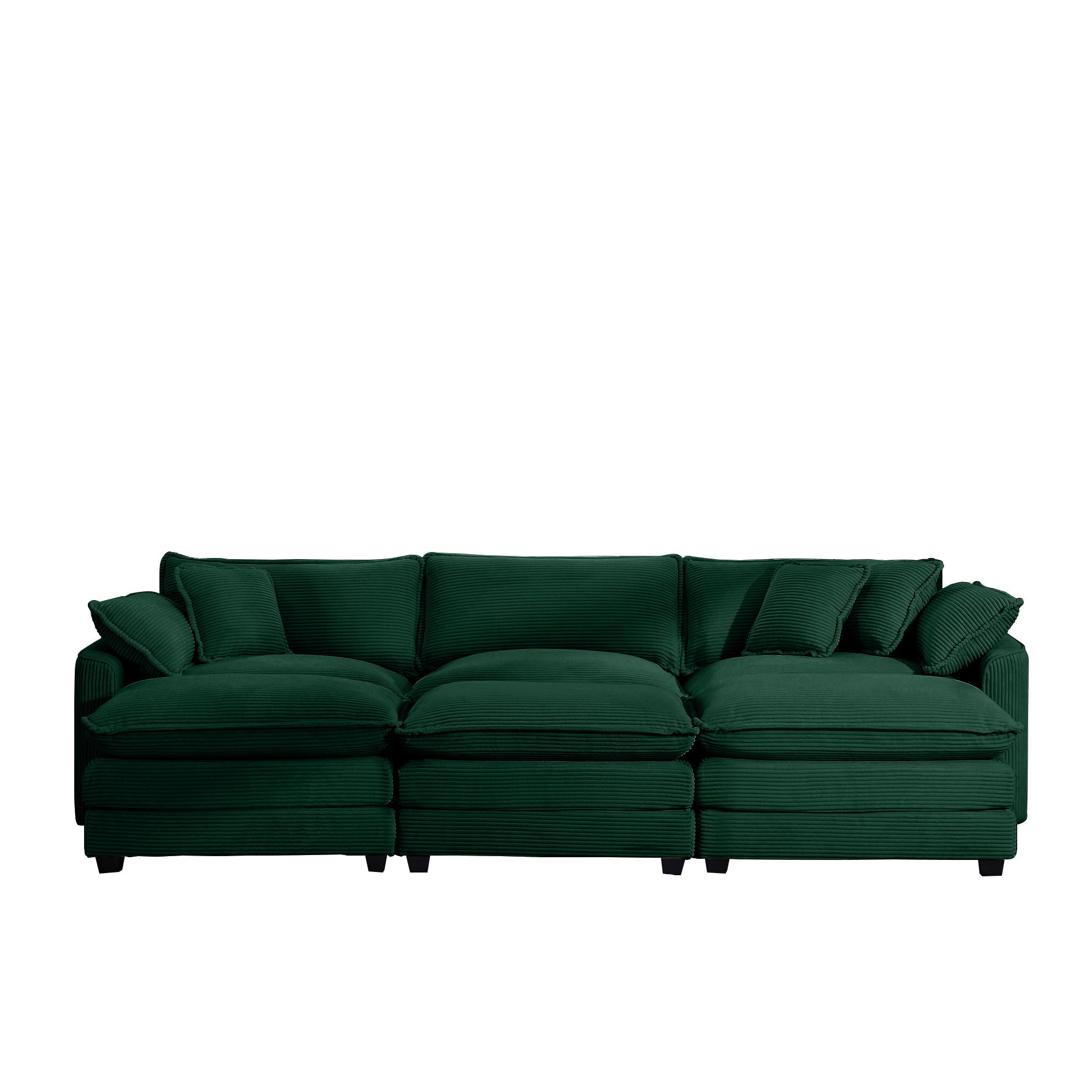 Modern Oversized Modular Cushion Sofa With Ottoman, Low Back, Deep Seating Sofa Set