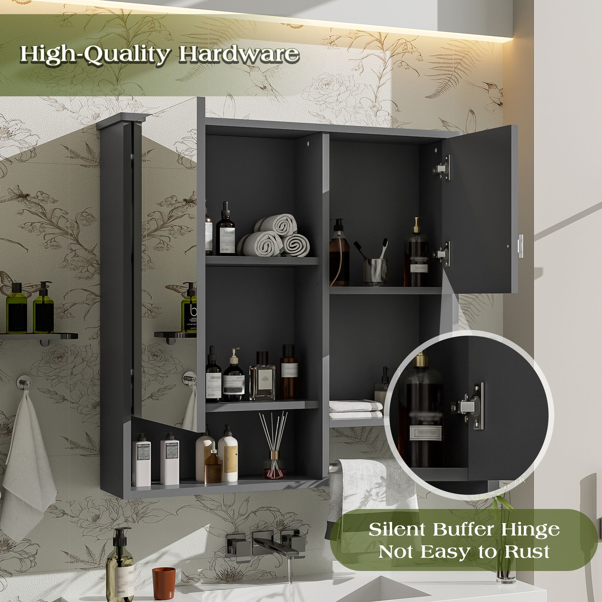 Modern Wall Mounted Bathroom Medicine Cabinet, Bathroom Wall Storage Cabinet With Mirror