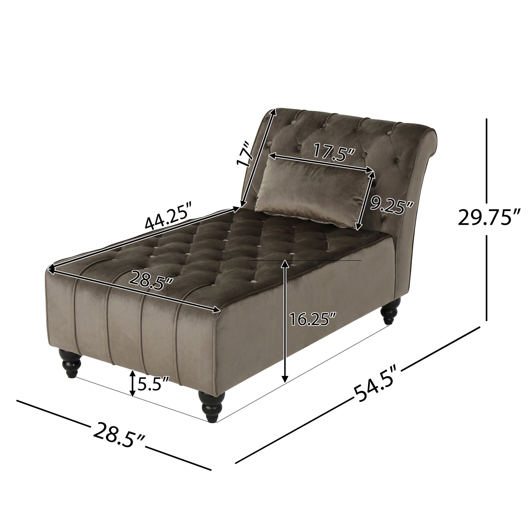 Ethereala - Upholstered Velvet Chaise Lounge With Button Tufted