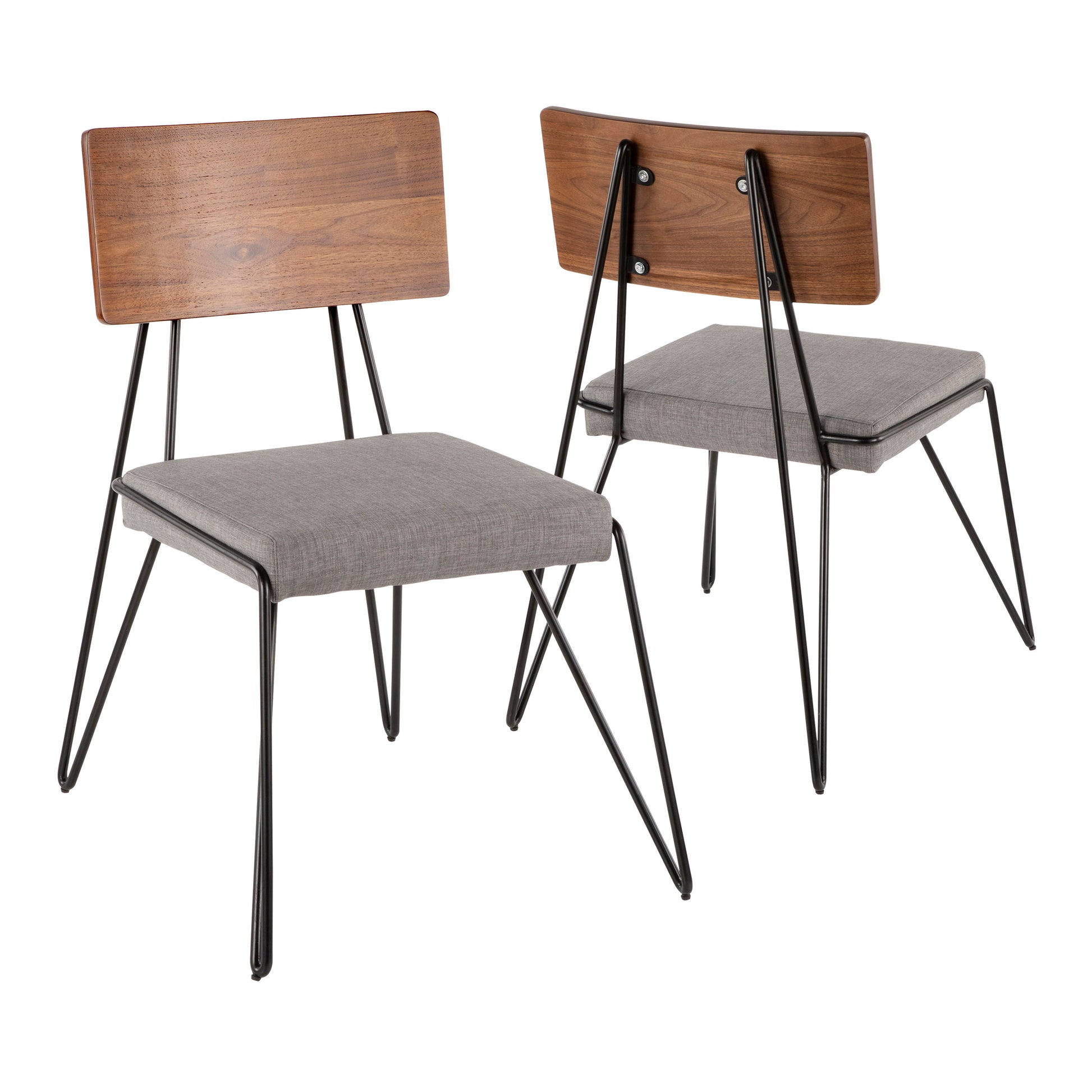 Loft - Mid-Century Modern Chair (Set of 2) - Black / Gray / Walnut - Best Buy Furniture