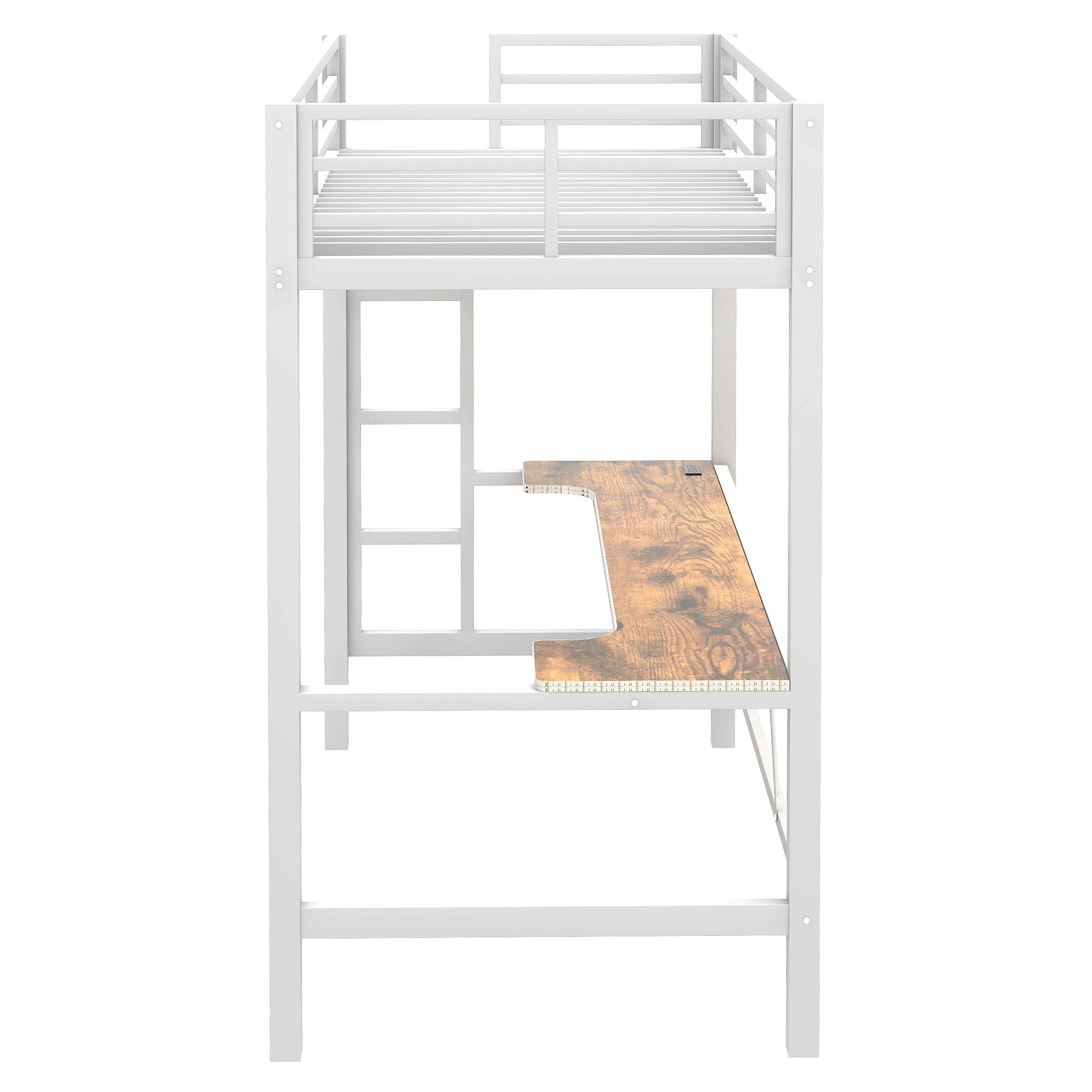 Gaming Metal Loft Bed Frame With LED Light, USB Charge Station And Desk