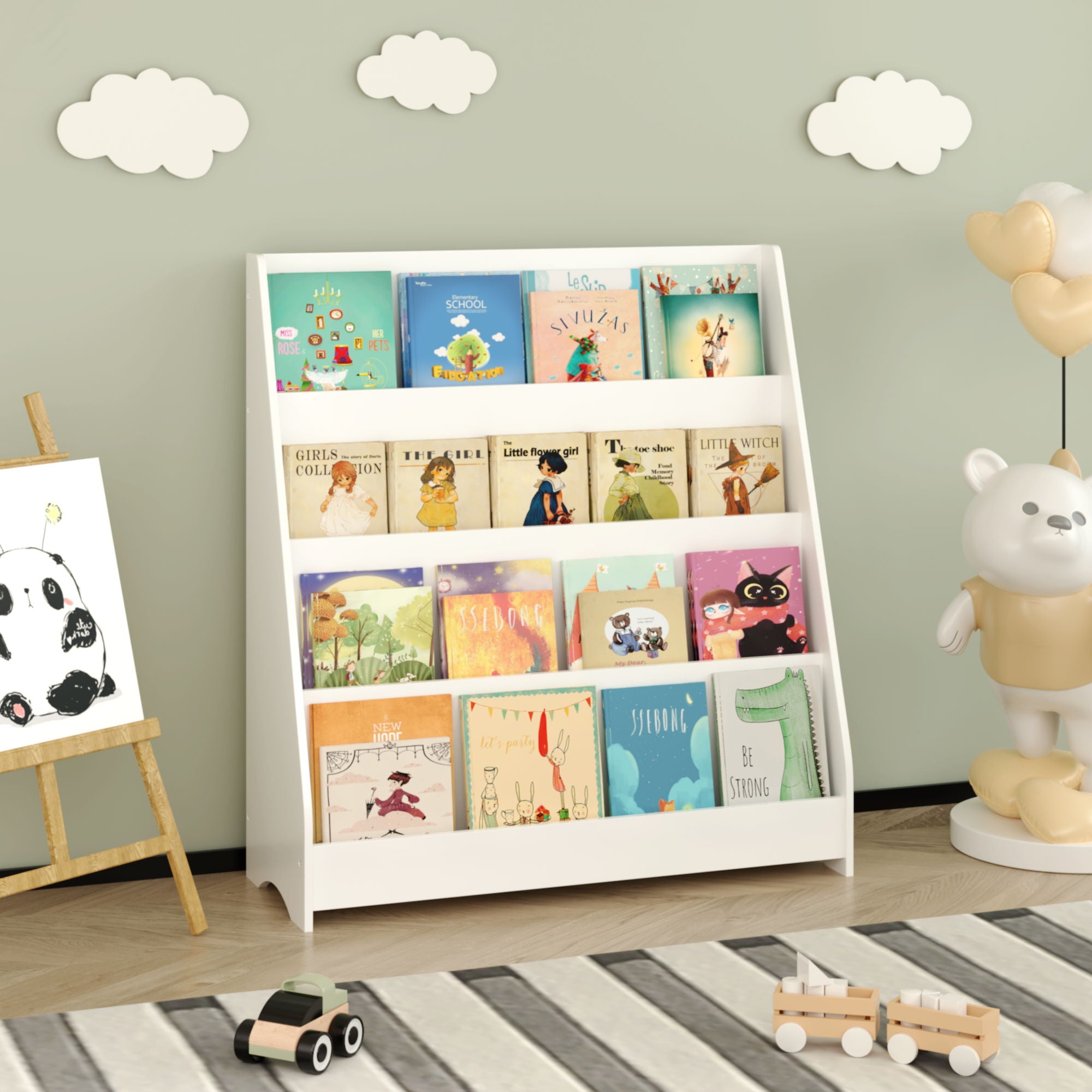 4 Tier Bookshelf, Toddler Book Display Shelves