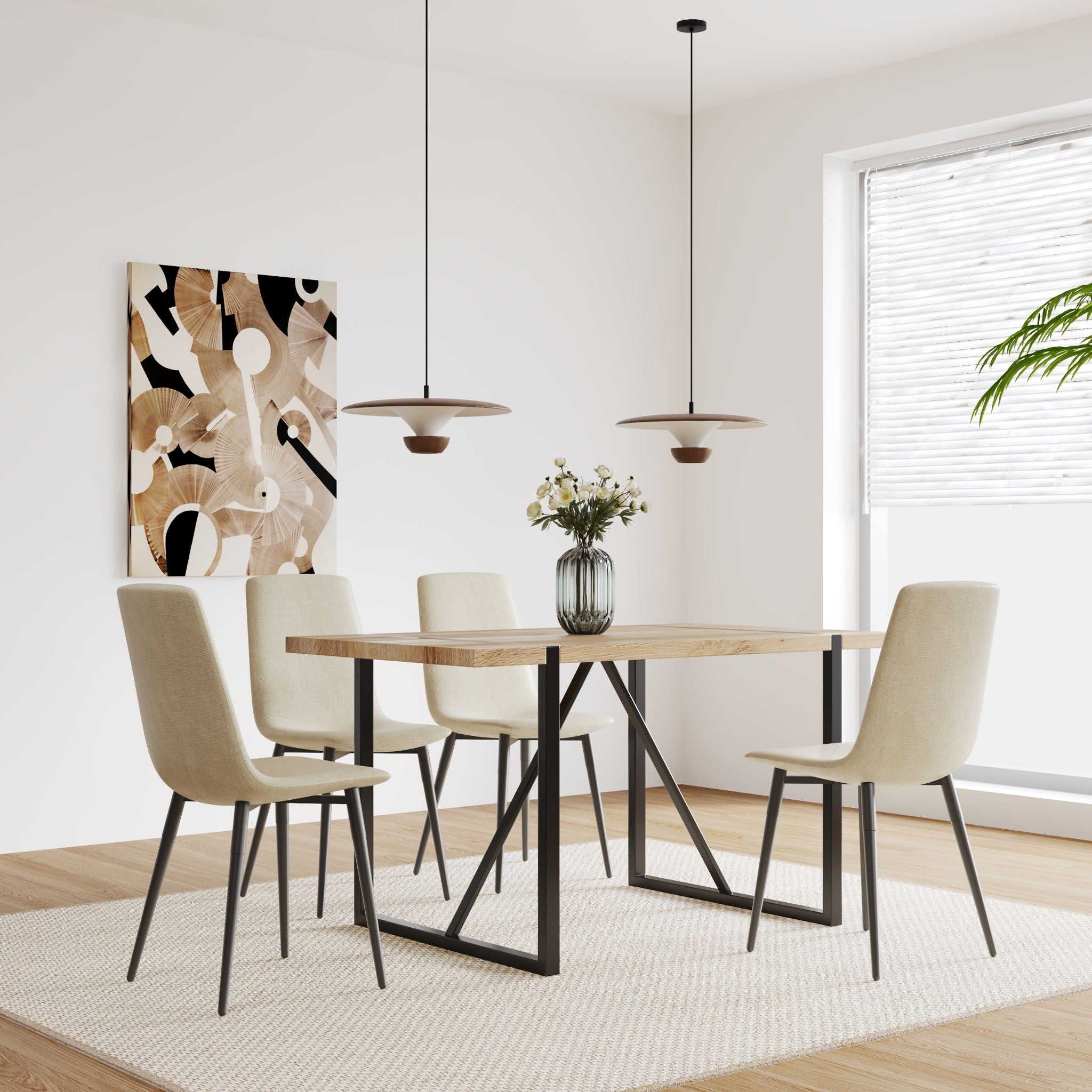 Modern Upholstered Dining Chairs With Cushion Seat And Sturdy Legs (Set of 4)