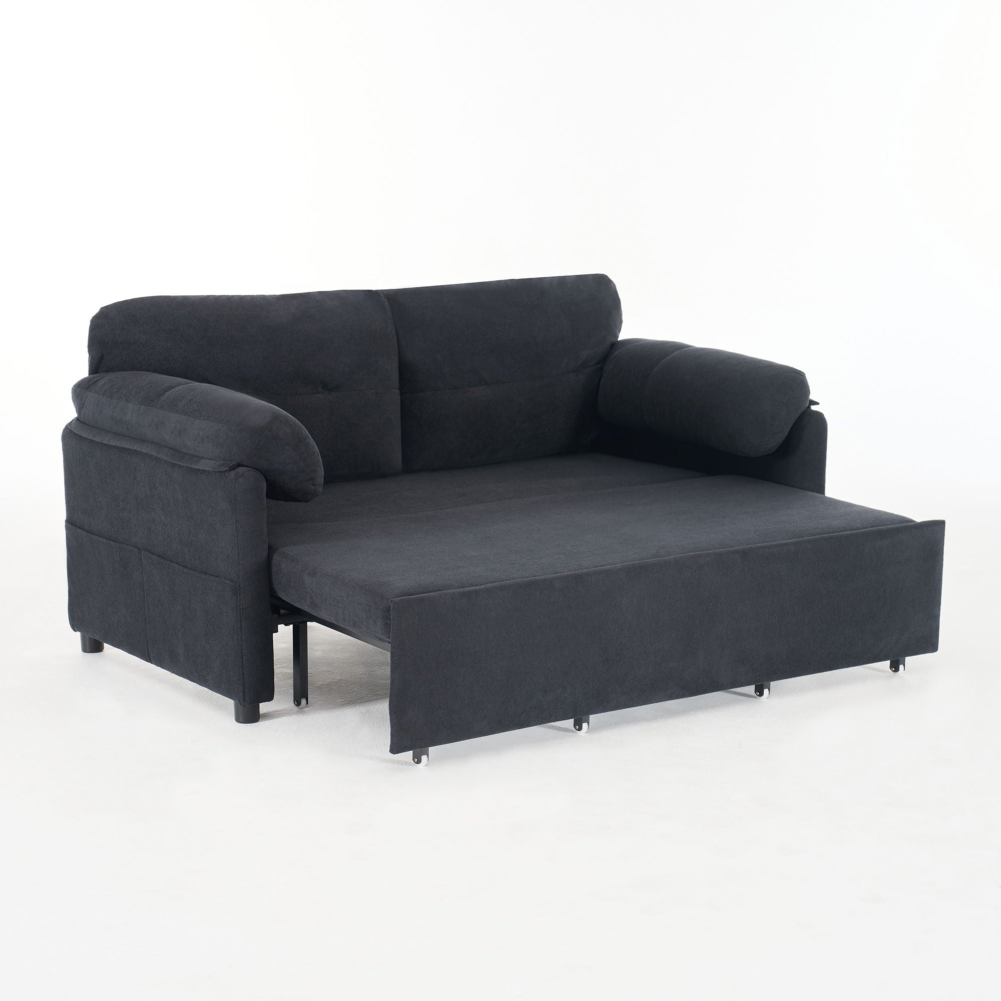 Convertible Pull Out Sofa Bed Queen Size, 3 In 1 With Side Storage