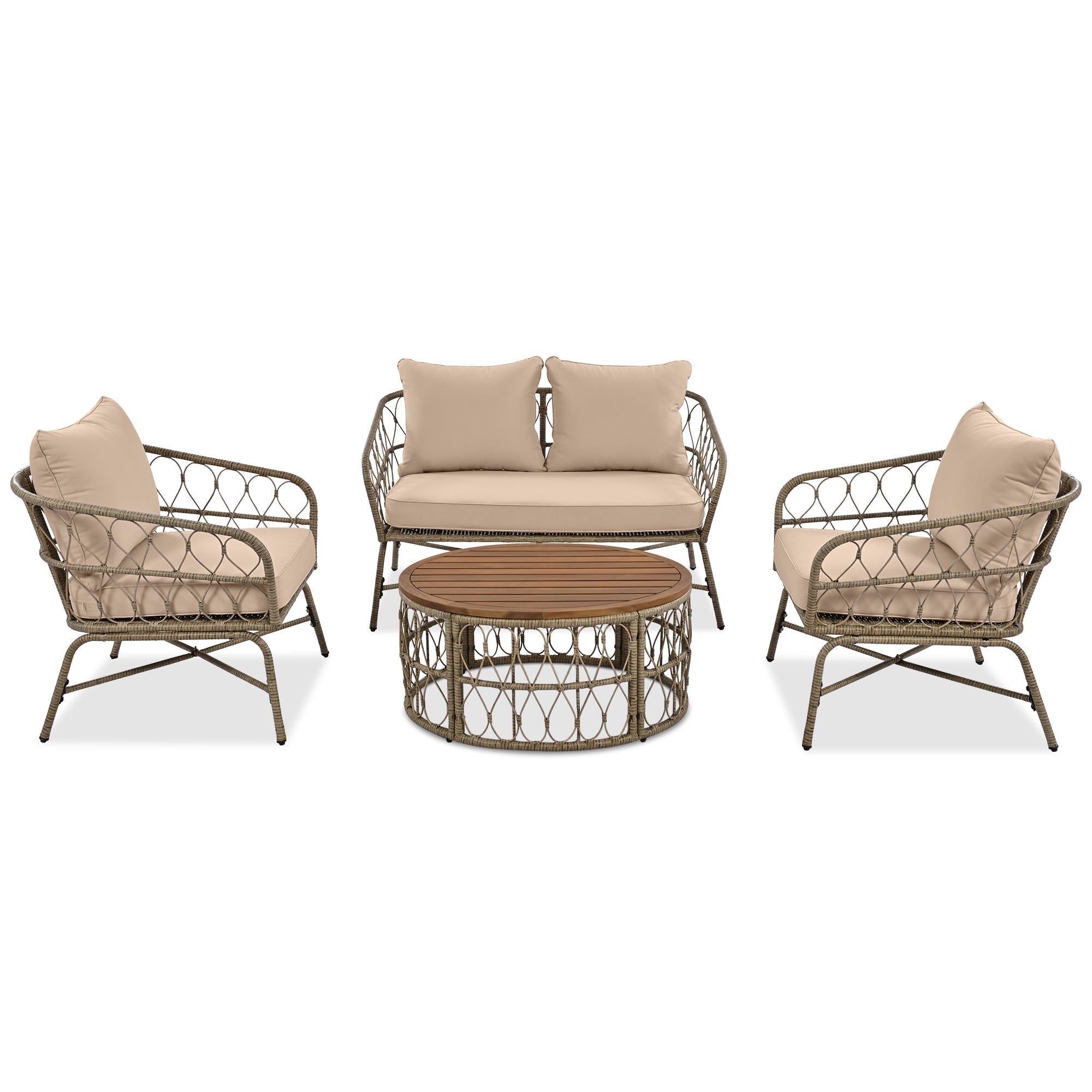 GO Bohemia-Inspired 4-Person Outdoor Seating Group With Removable Cushions