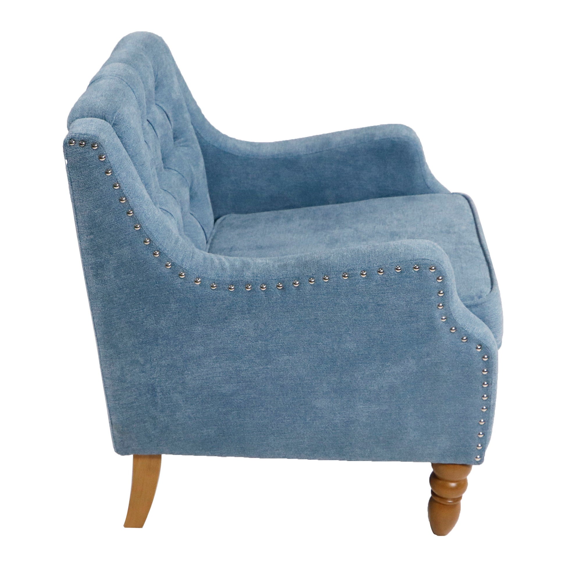 Accent Chair, Living Room Chair, Footrest Chair Set With Vintage Brass Studs, Button Tufted Upholstered Armchair For Living Room, Comfy Reading Chair For Bedroom, Reception Room - Best Buy Furniture