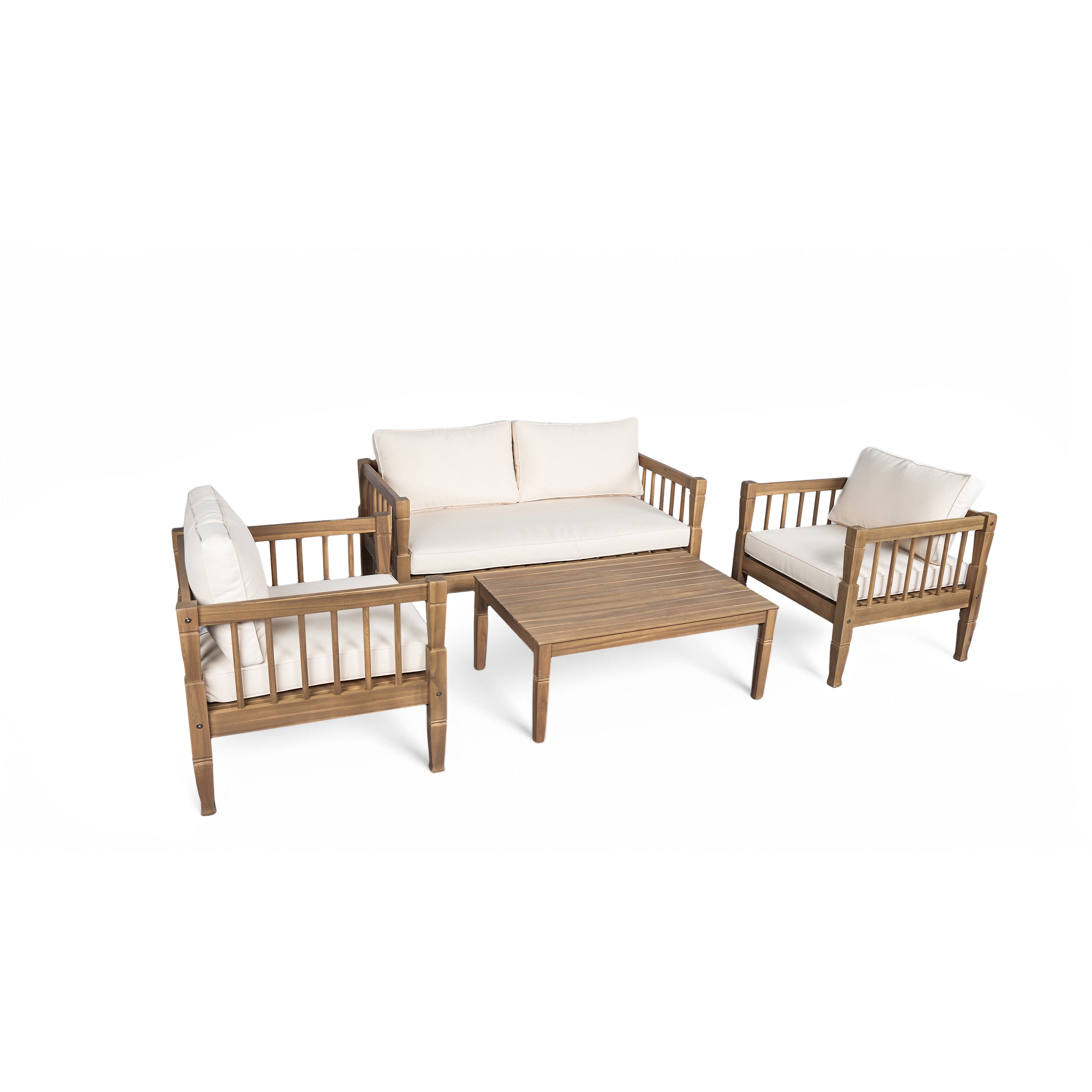 4-Piece Patio Furniture Set with Coffee Table and Cushions