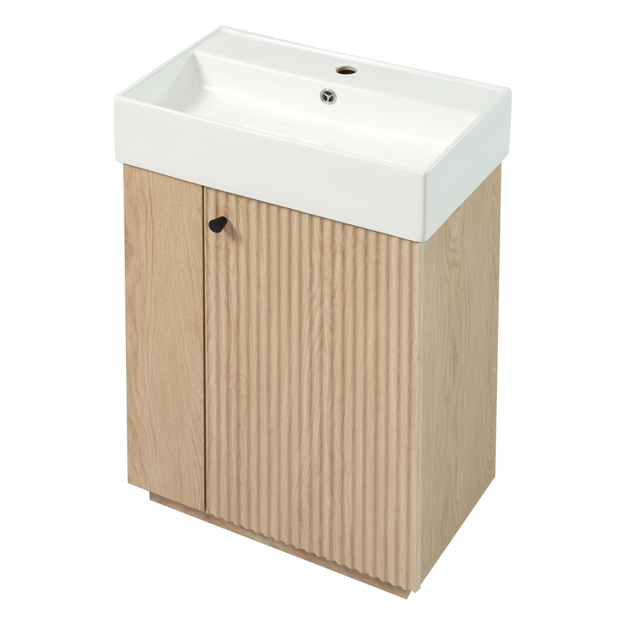 Bathroom Vanity With Sink, 21.6" Freestanding Wood Grain Cabinet With Storage Ideal For Small Bathrooms - Wood