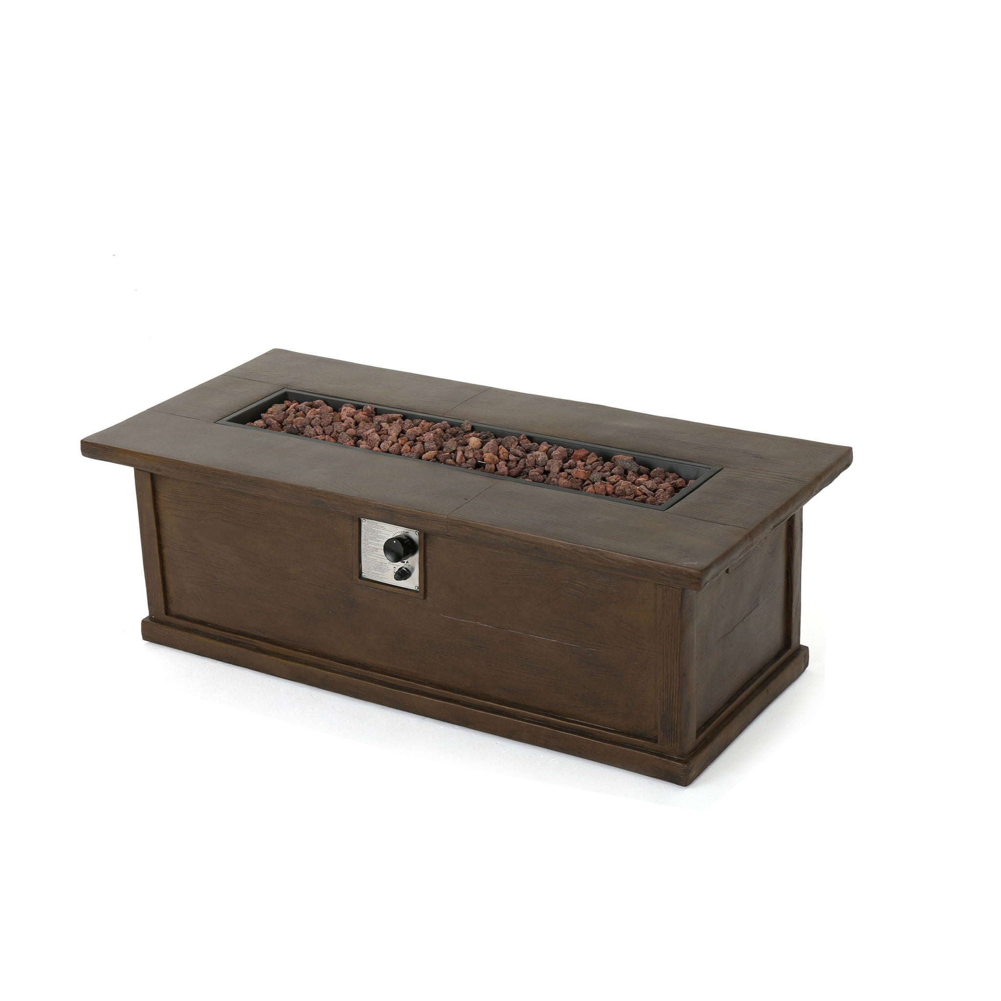 Transitional Rectangular Outdoor Propane Fire Pit With 50,000 Btu