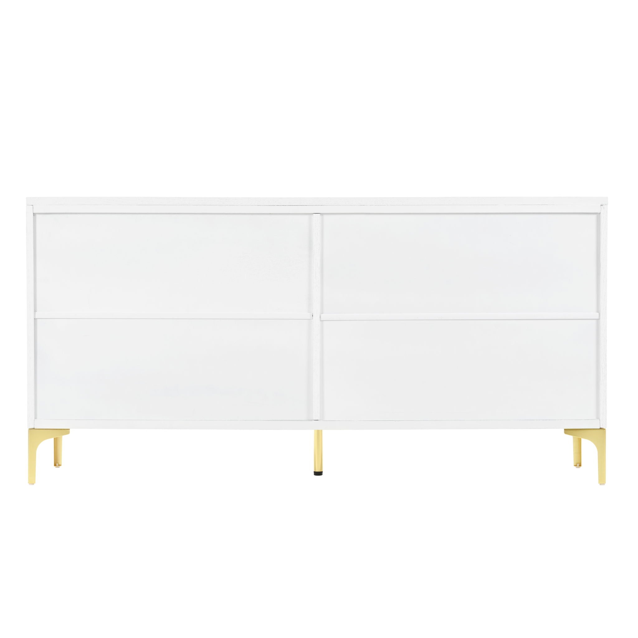 Modern Wood Sideboard Cabinet With Carved Door Panels, Adjustable Shelves, And Sturdy Metal Legs