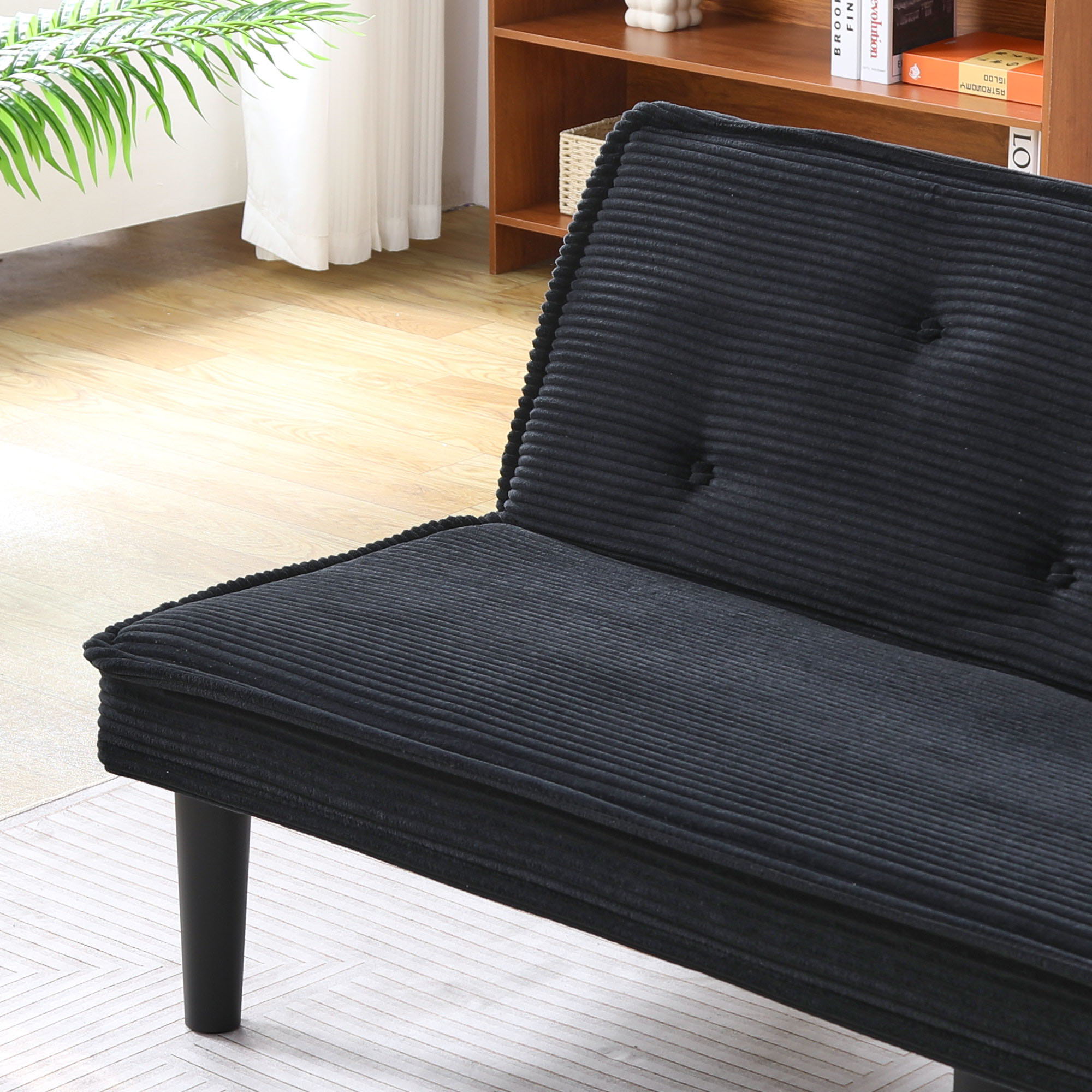 Versatile Corduroy Sofa Bed With Solid Wood Frame