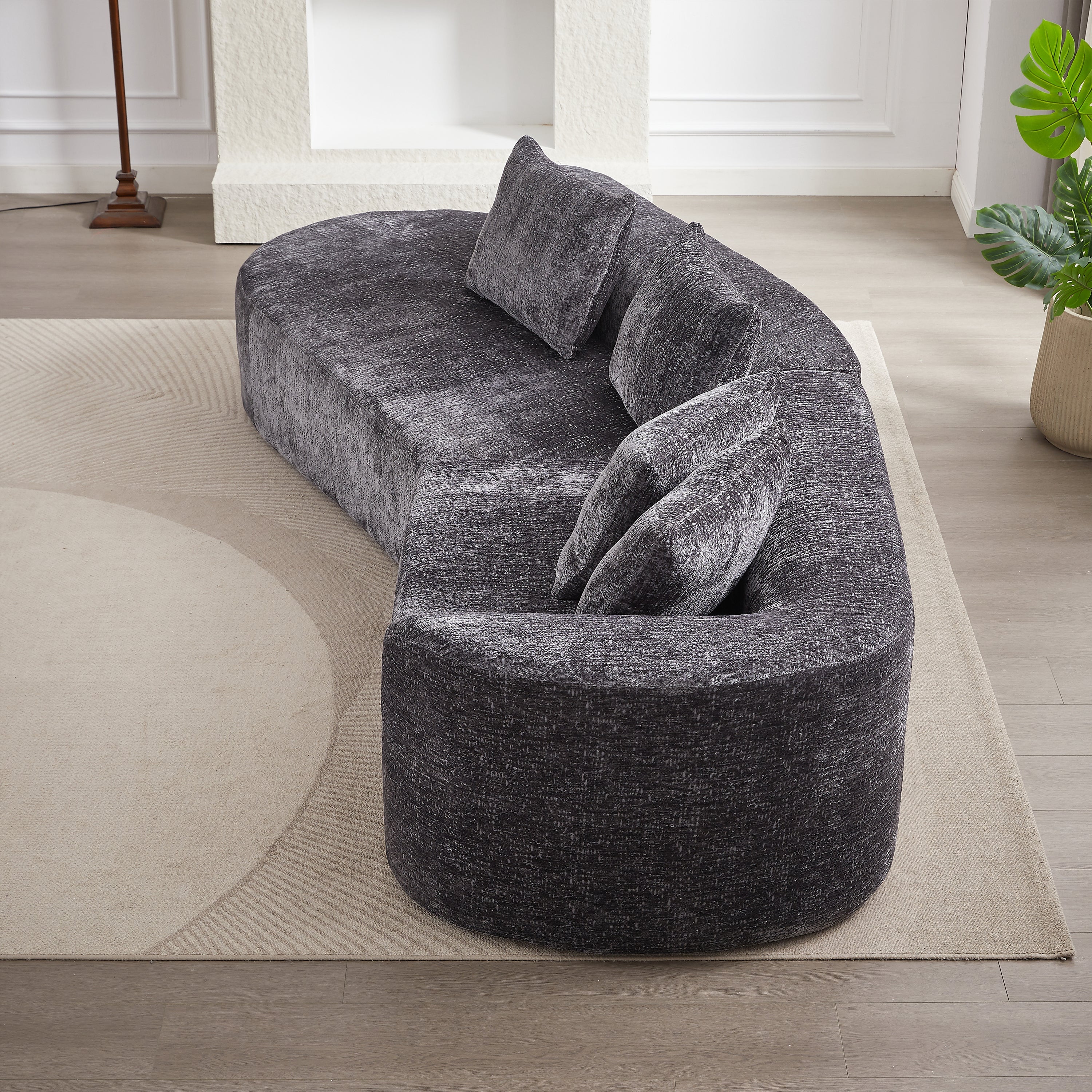 Modern Upholstered Oversized Sectional Sofa, 114-Inch Chenille - Best Buy Furniture