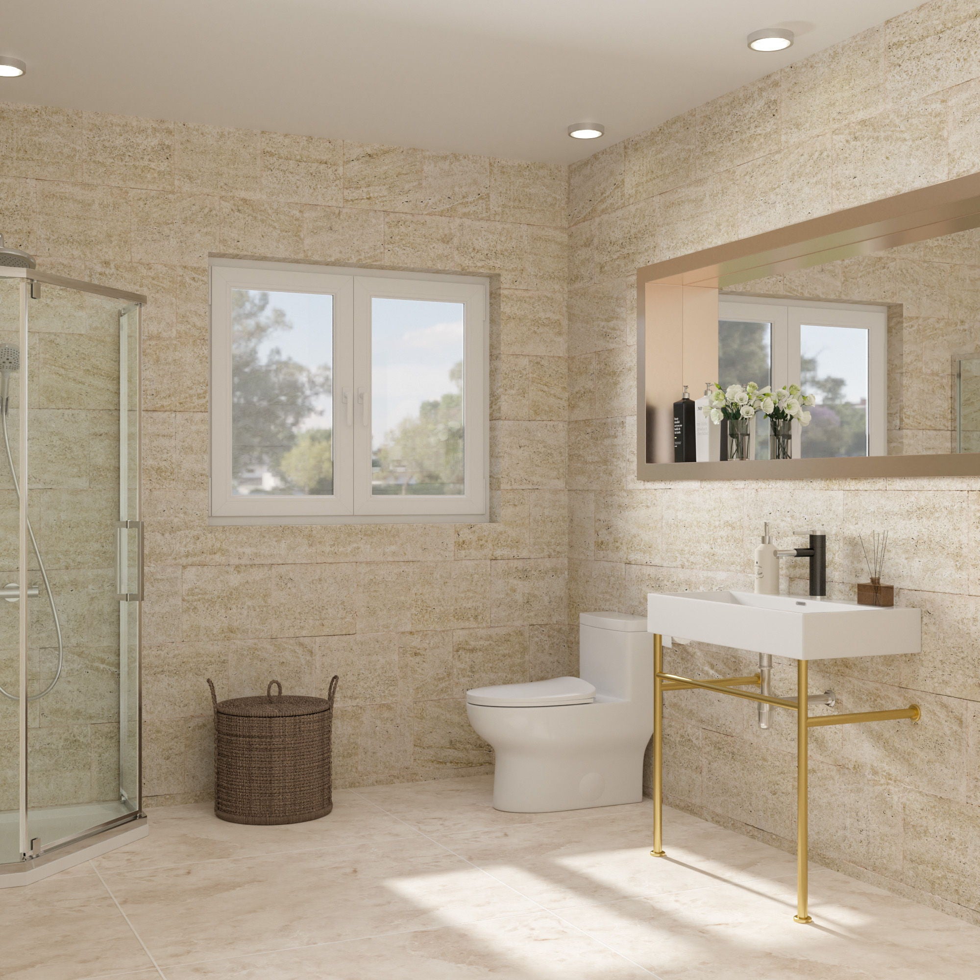 Ceramic Console Bathroom Sink With Overflow