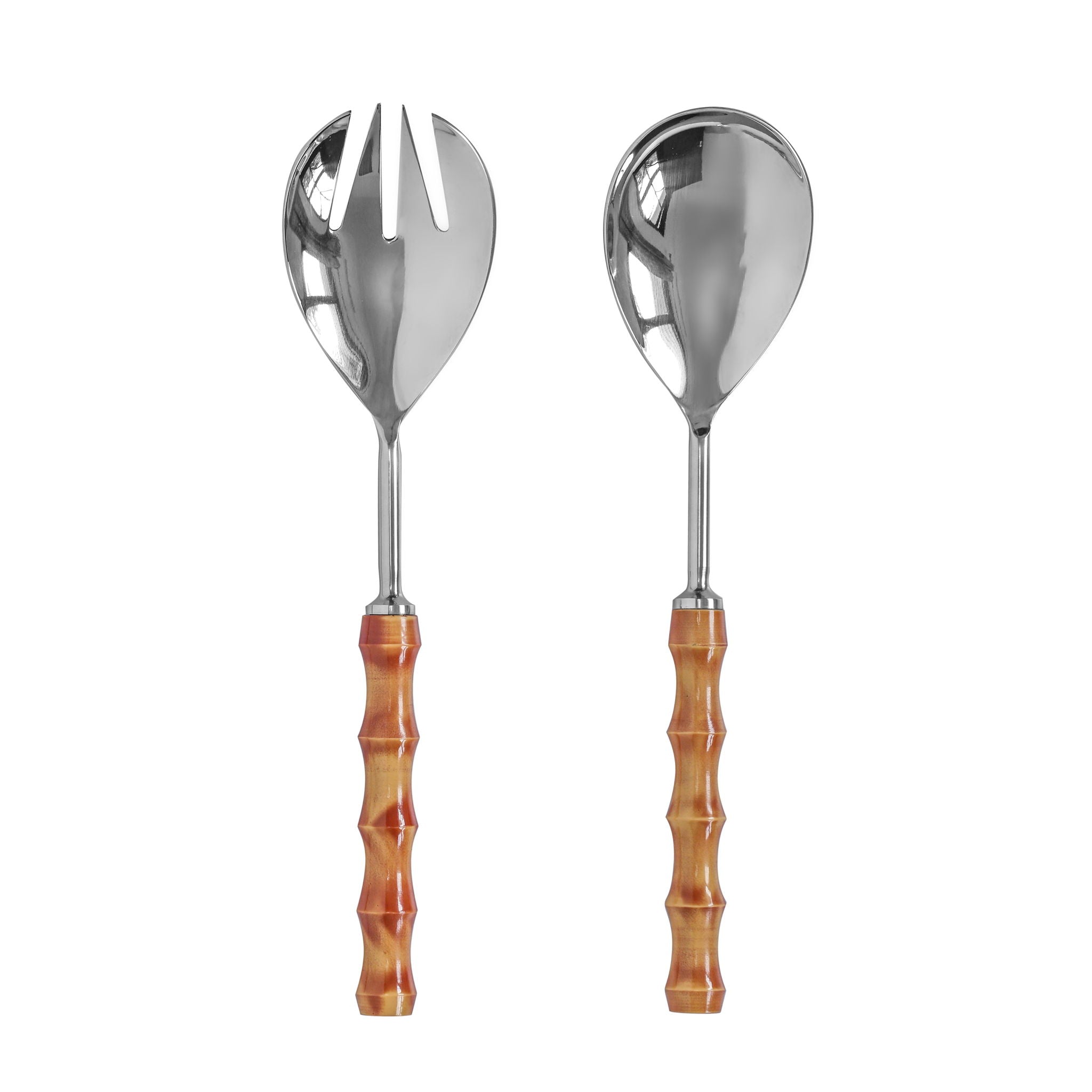 Bamboozled - Stainless Steel Salad Serving Spoons (Set of 2) - Pearl Silver